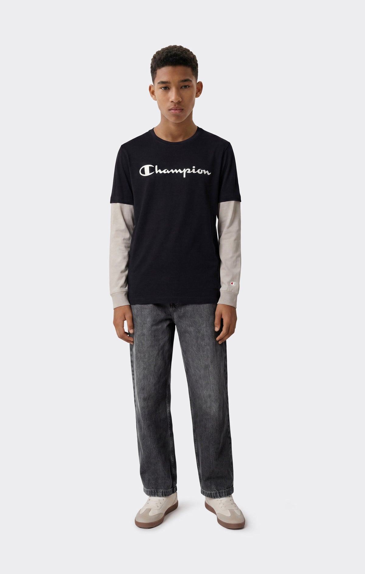 Champion Maglia a Maniche Lunghe con Script Logo - Nero