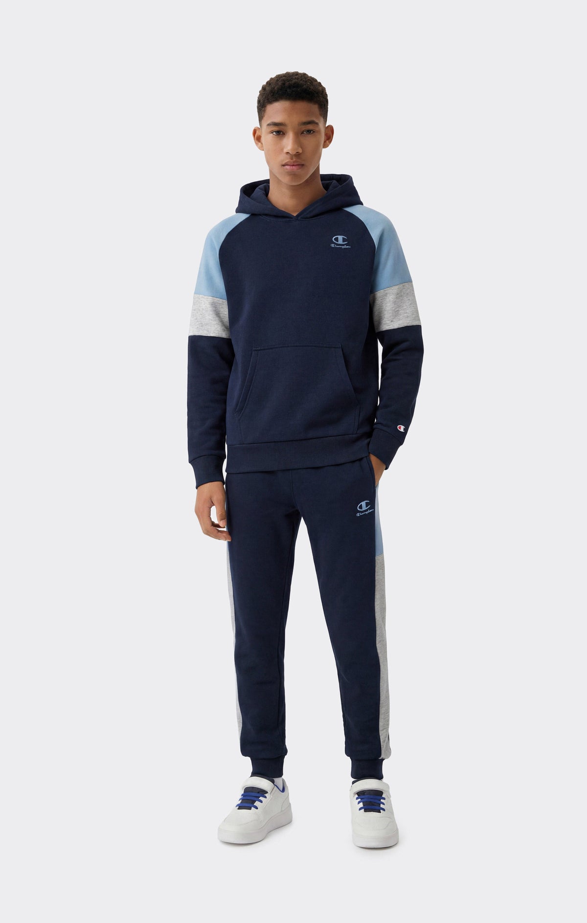 Champion Felpa con Cappuccio e Color Block - Blu Navy