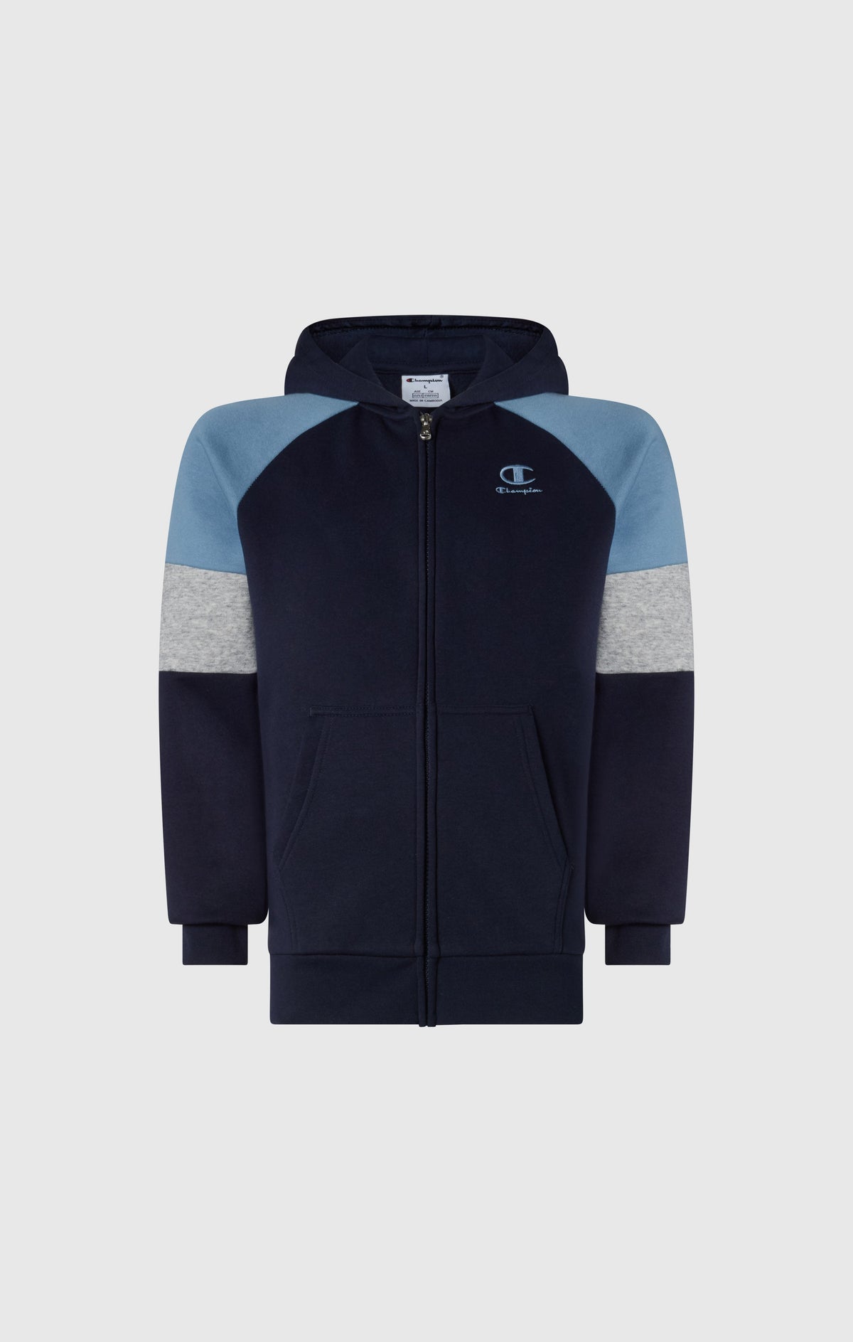 Champion Felpa Full Zip con Cappuccio e Interno Garzato - Blu Navy