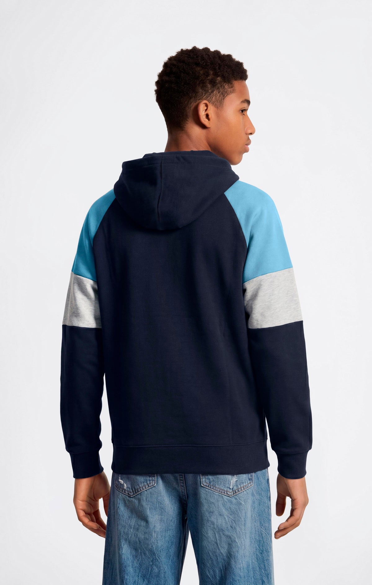 Champion Felpa Full Zip con Cappuccio e Interno Garzato - Blu Navy