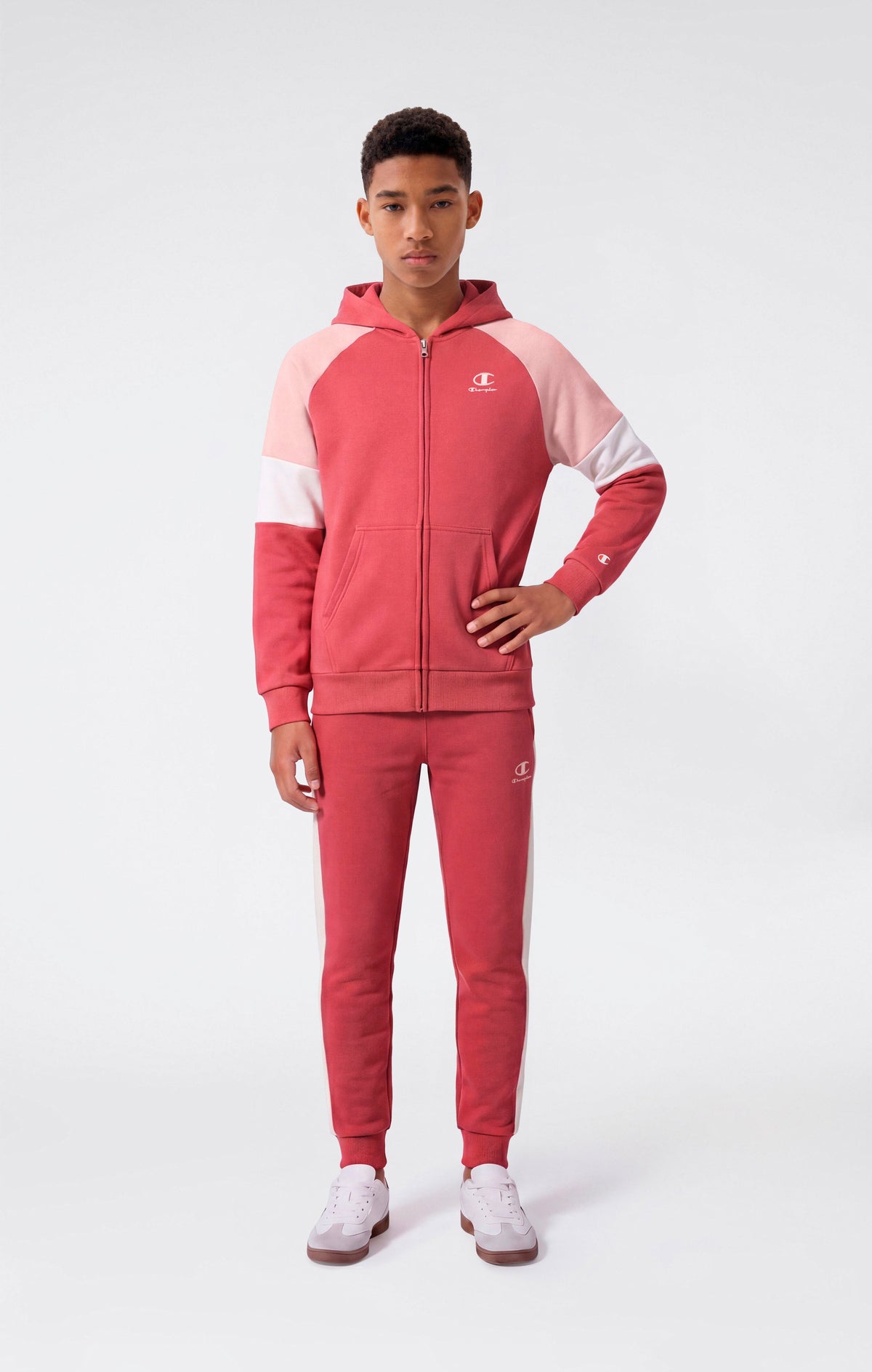 Champion Felpa Full Zip con Cappuccio e Interno Garzato - Rosa Bacca