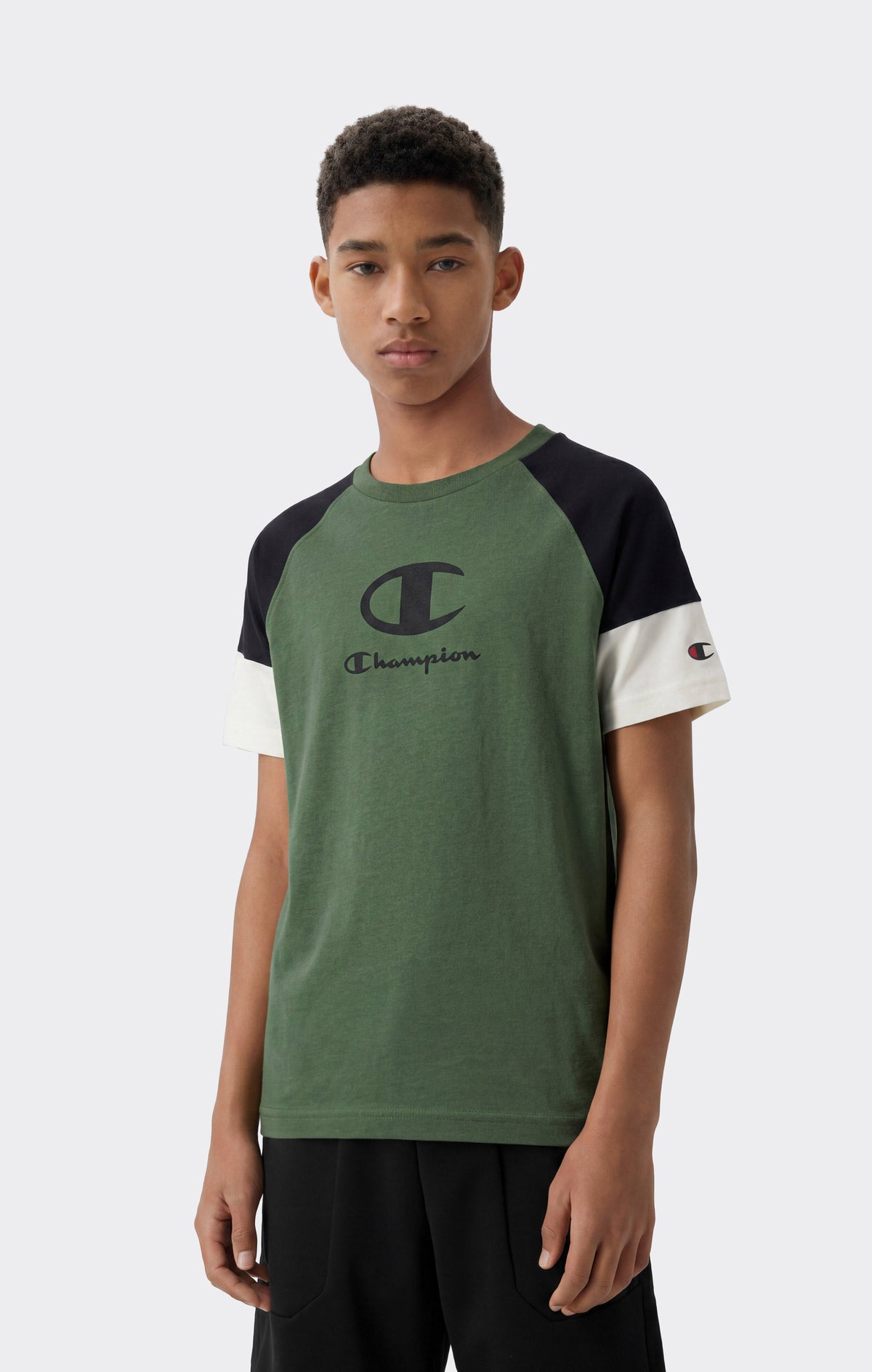 Champion T-Shirt in Cotone con Maxi Logo - Verde Militare