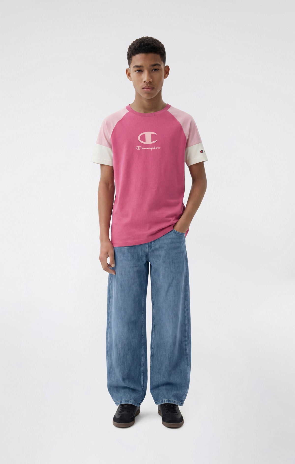 Champion T-Shirt in Cotone con Maxi Logo - Rosa Bacca