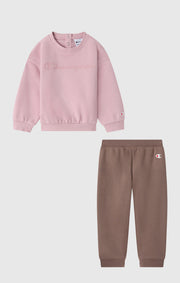Champion Completo Sport in Felpa con Polsini a Costine - Rosa