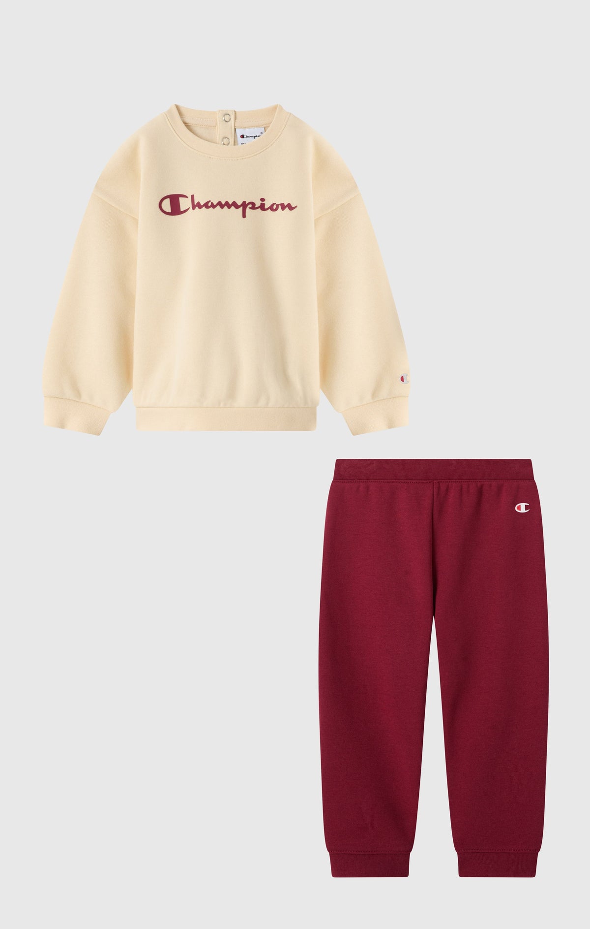 Champion Completo Sport in Felpa con Polsini a Costine - Panna