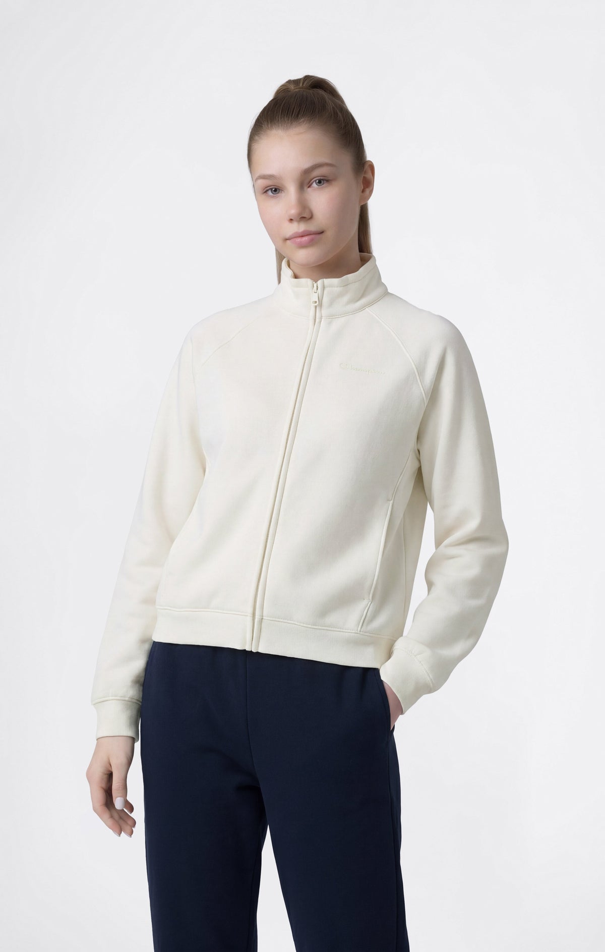 Champion Tuta Full Zip con Interno Garzato - Panna