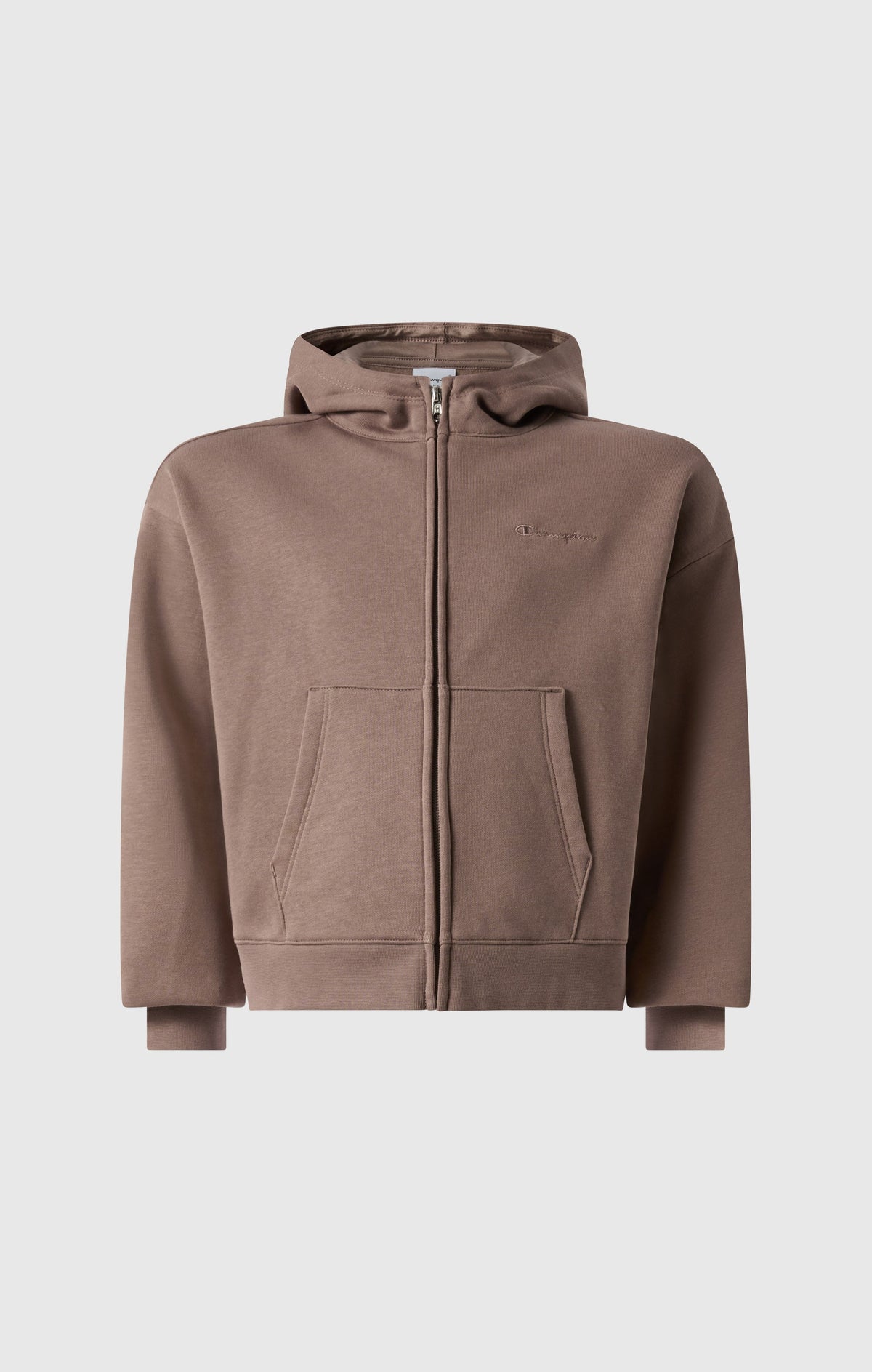 Champion Felpa con Cappuccio e Zip Intera - Marrone Chiaro