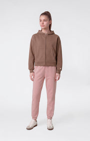 Champion Felpa con Cappuccio e Zip Intera - Marrone Chiaro