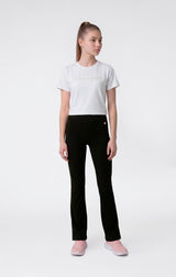 Leggings Flare in Cotone Stretch - Nero