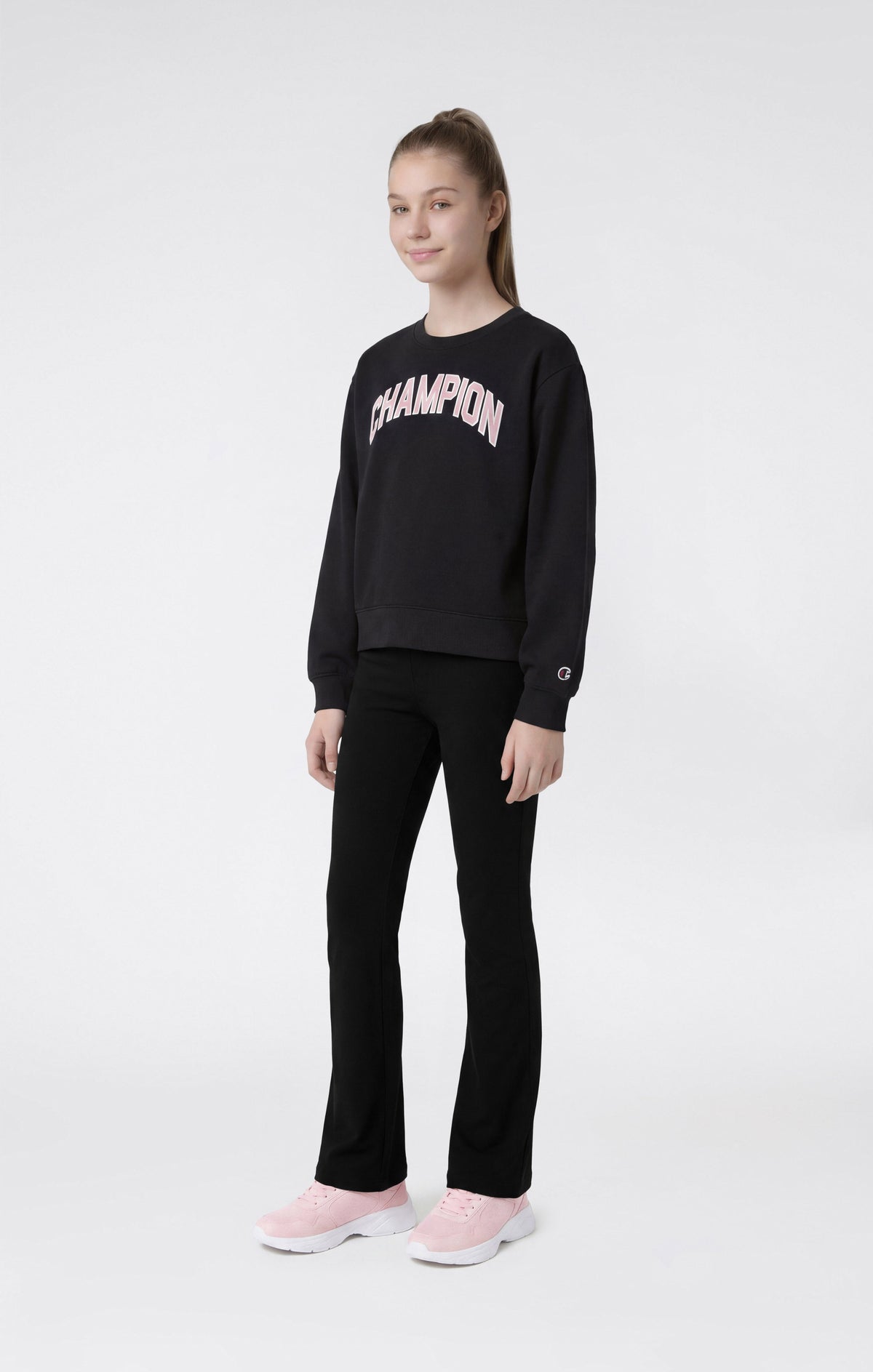 Champion Tuta Girocollo con Logo e Pantaloni a Zampa - Nero