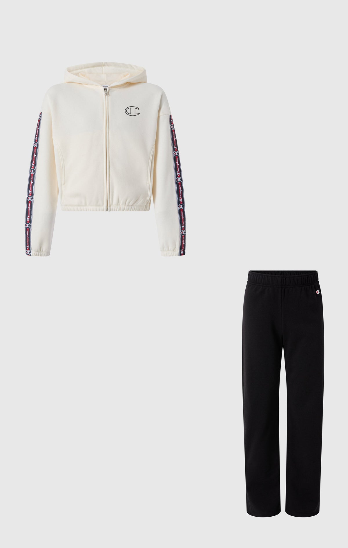 Champion Tuta Full Zip con Cappuccio e Fettuccia - Panna