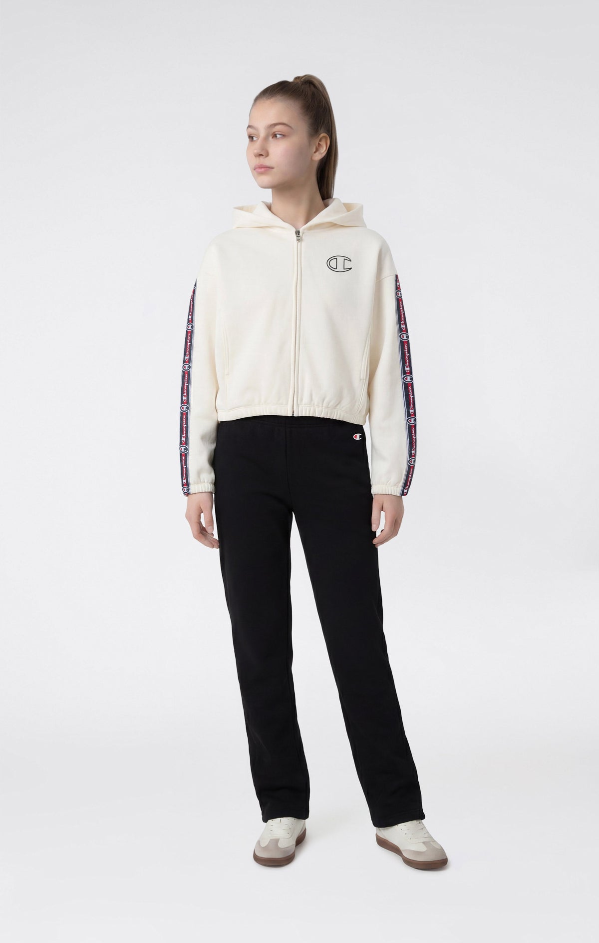 Champion Tuta Full Zip con Cappuccio e Fettuccia - Panna