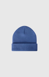 Berretto con Risvolto e Logo Ricamato - Blu Polvere