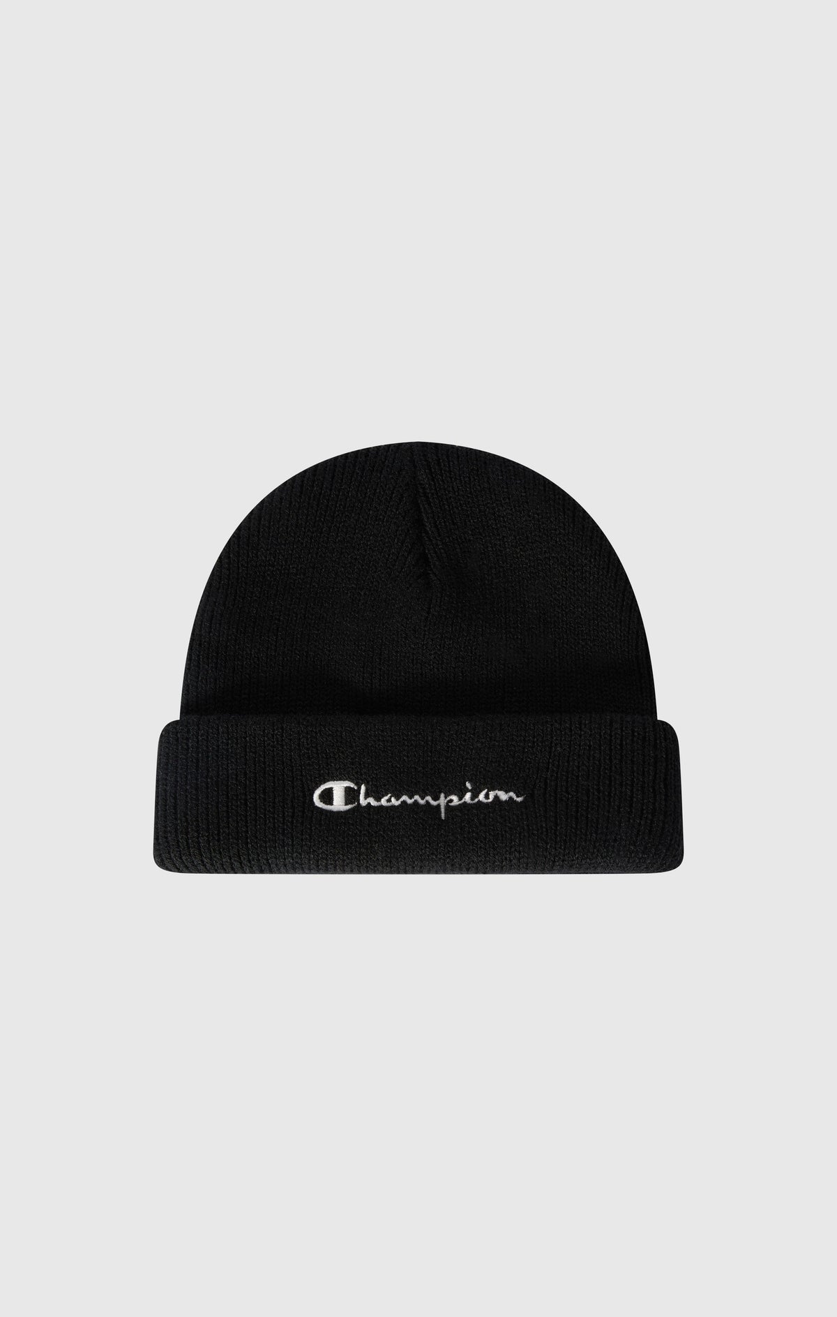 Champion Berretto con Risvolto e Logo Ricamato - Nero