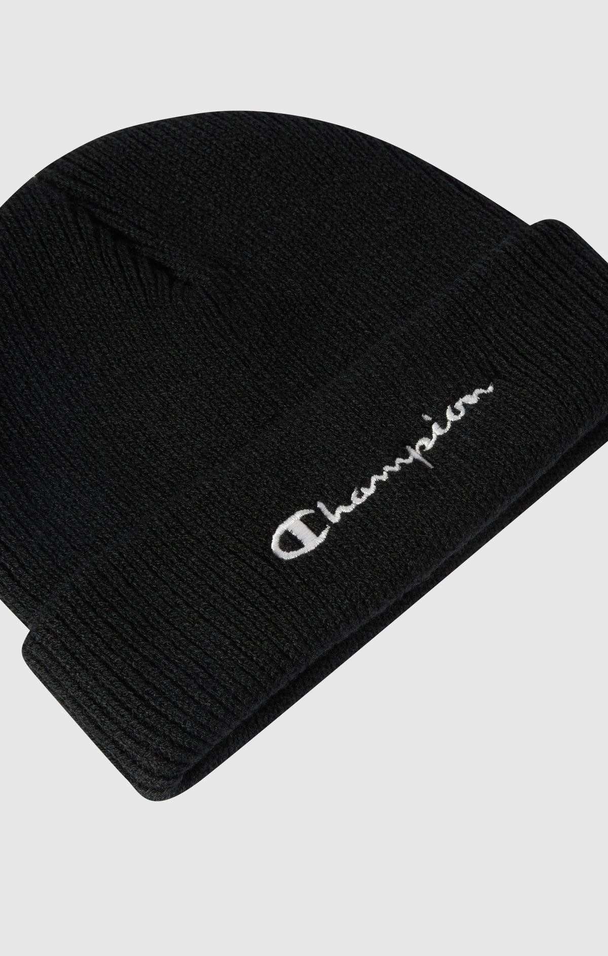 Champion Berretto con Risvolto e Logo Ricamato - Nero