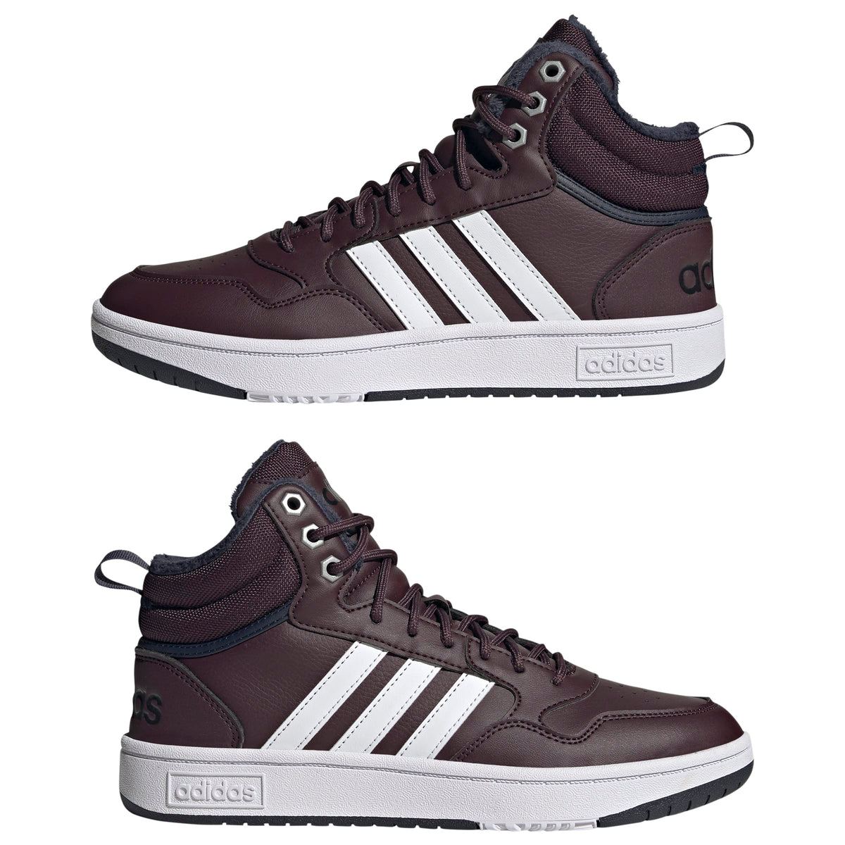 Adidas Scarpe Hoops 3.0 Mid Lifestyle Basketball Classic Fur Lining Winterized Rosso