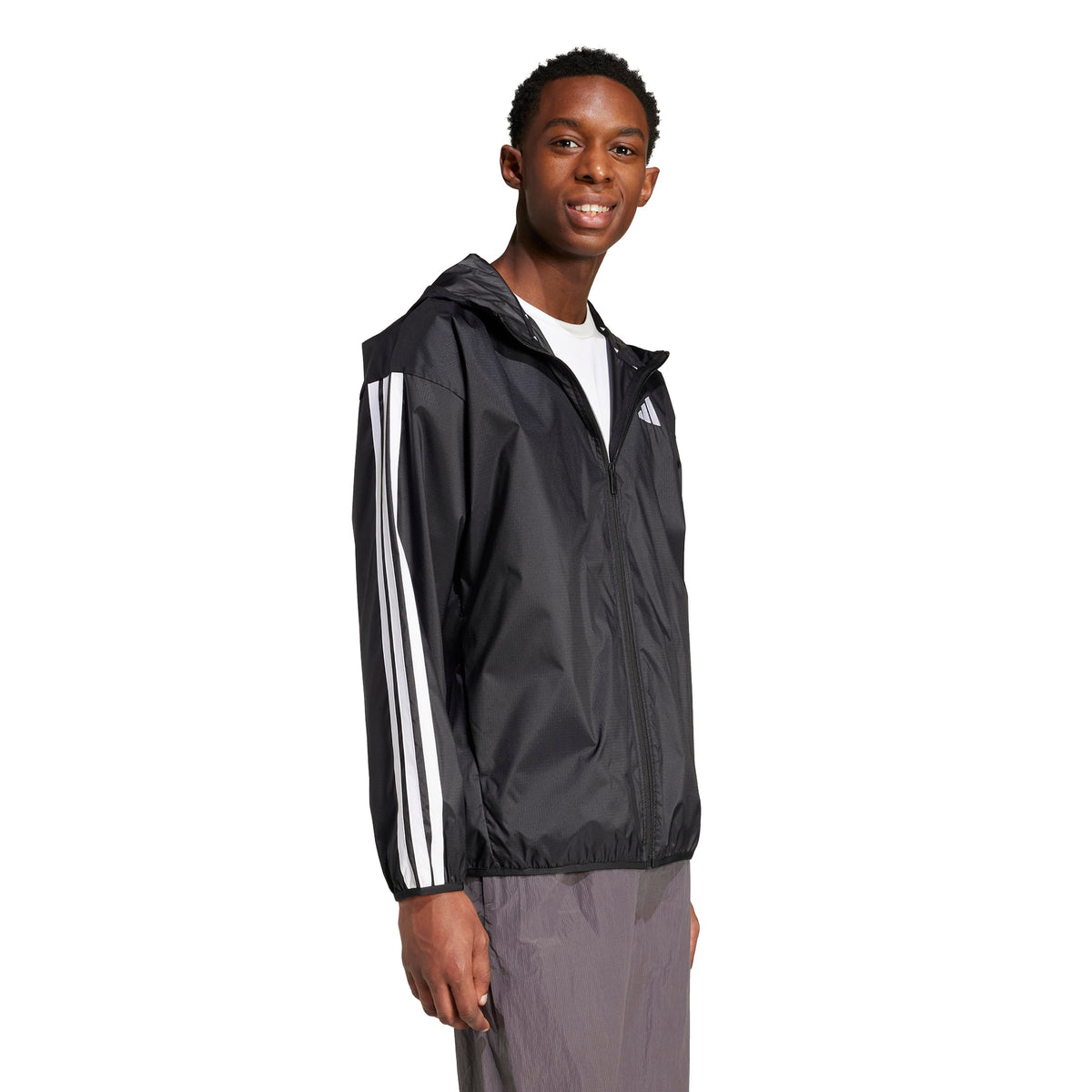 Adidas Giacca A Vento Essential 3 Strisce Ripstop Nero