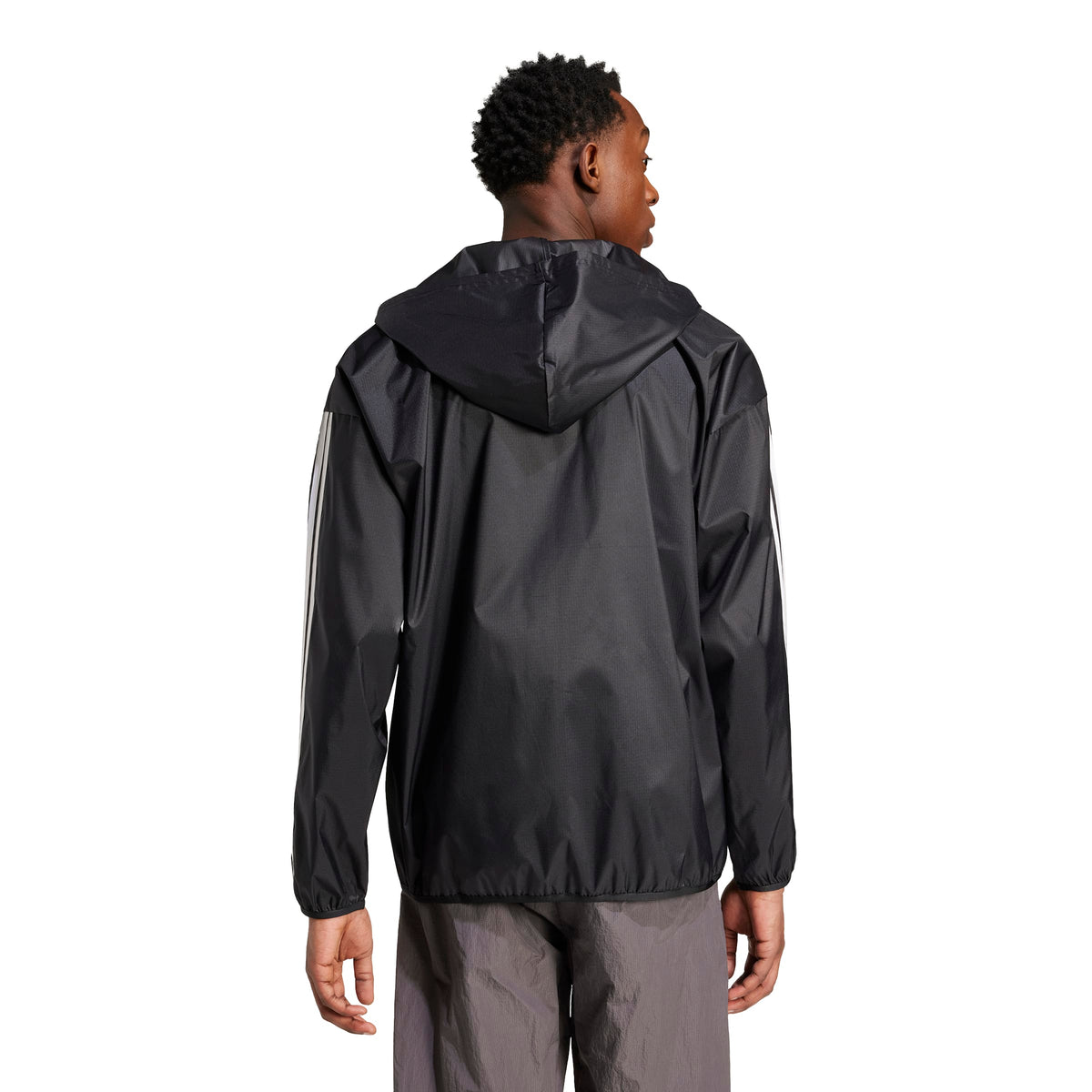 Adidas Giacca A Vento Essential 3 Strisce Ripstop Nero