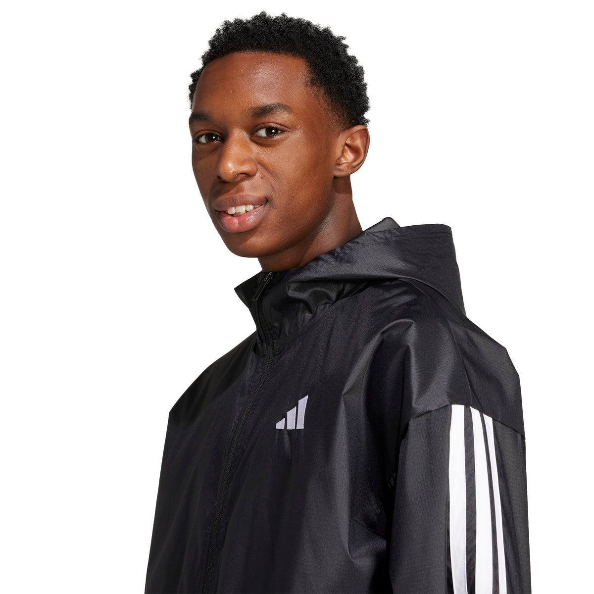 Adidas Giacca A Vento Essential 3 Strisce Ripstop Nero