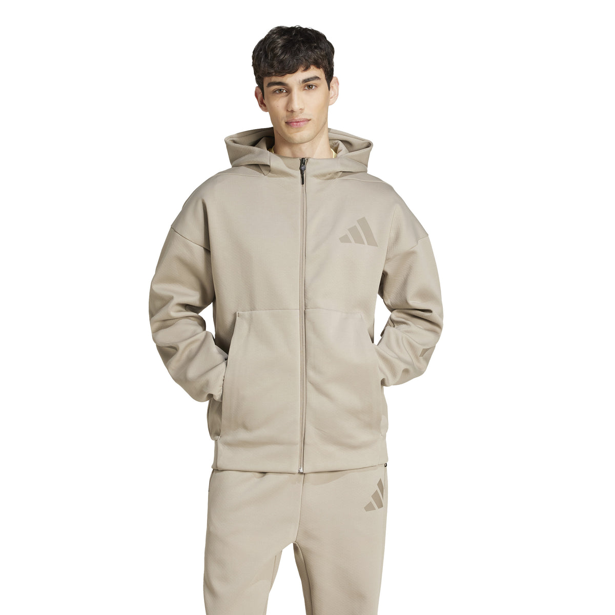 Adidas Track Jacket New Z.n.e. Full-zip Hooded Beige