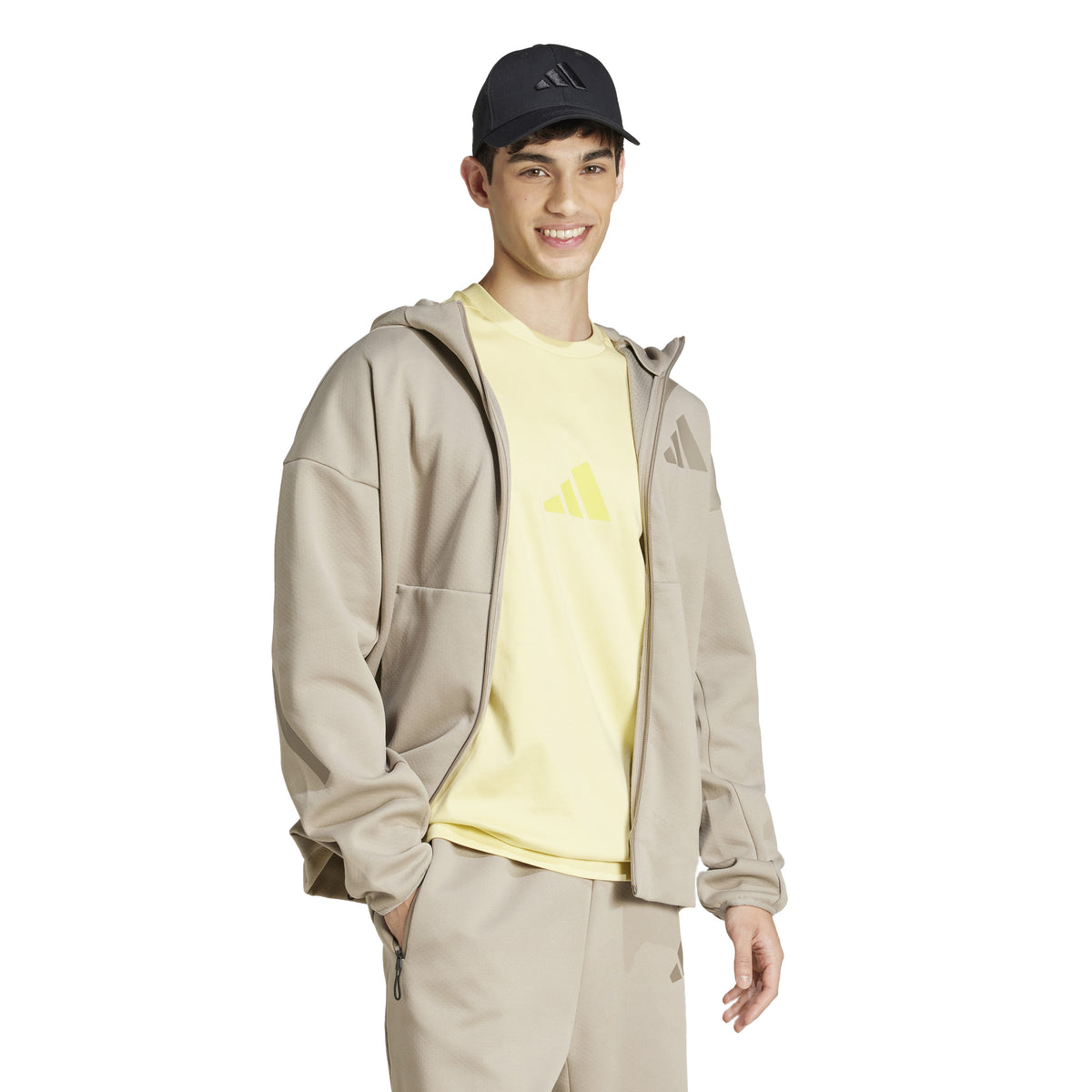 Adidas Track Jacket New Z.n.e. Full-zip Hooded Beige