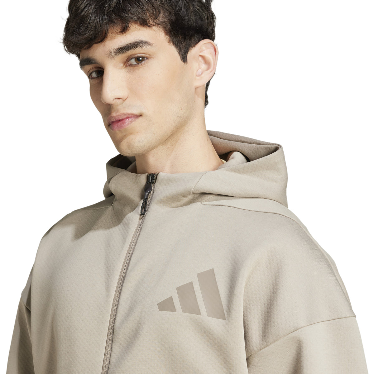 Adidas Track Jacket New Z.n.e. Full-zip Hooded Beige