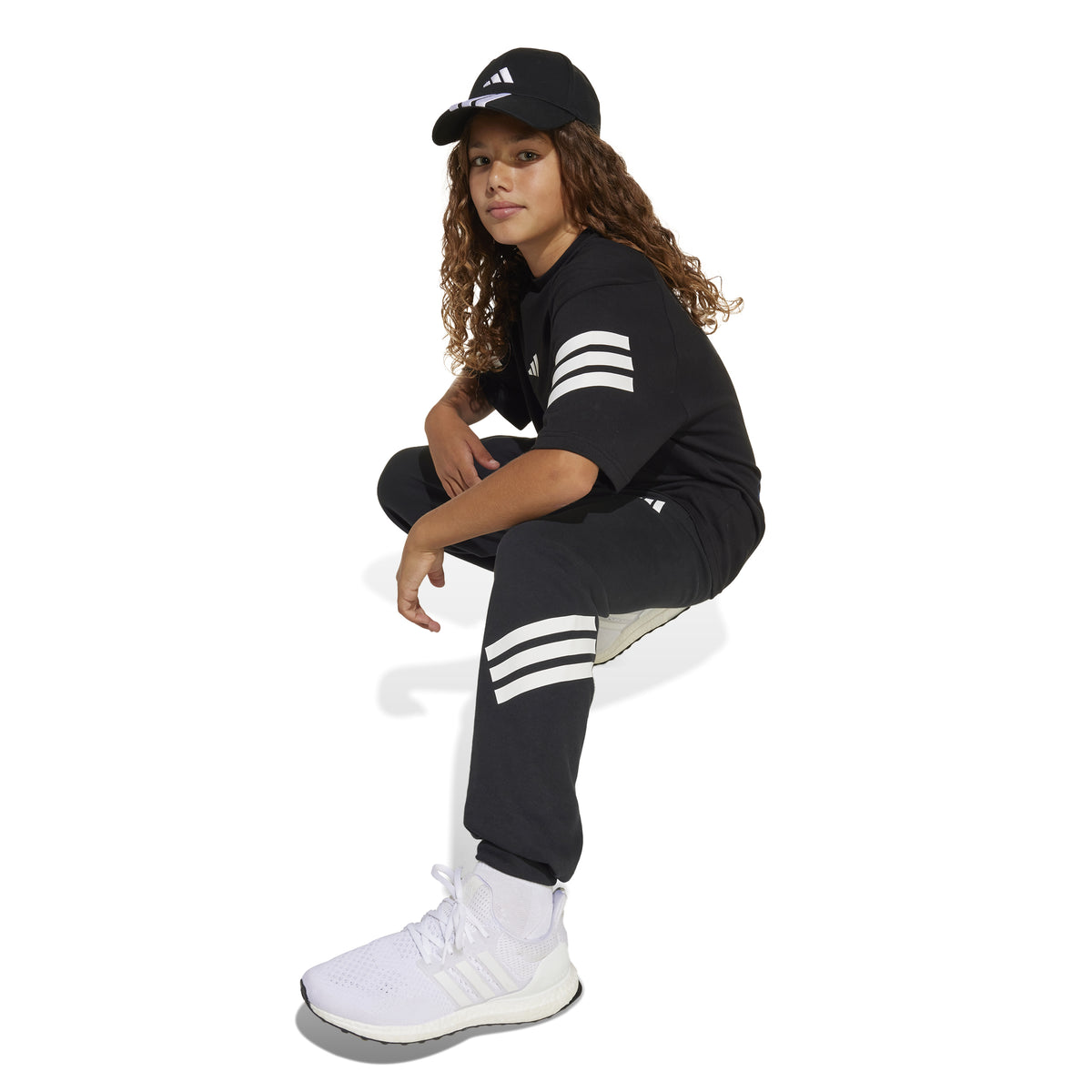 Adidas Pantaloni Future Icons 3-Stripes Wide Junior Nero