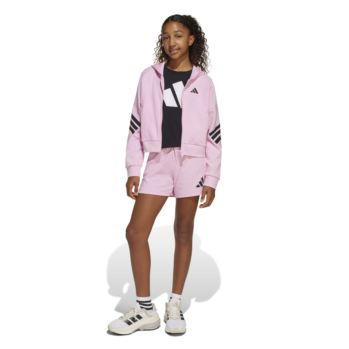 Adidas Giacca da Allenamento Future Icons 3-Stripes Full-zip Hooded Junior Rosa