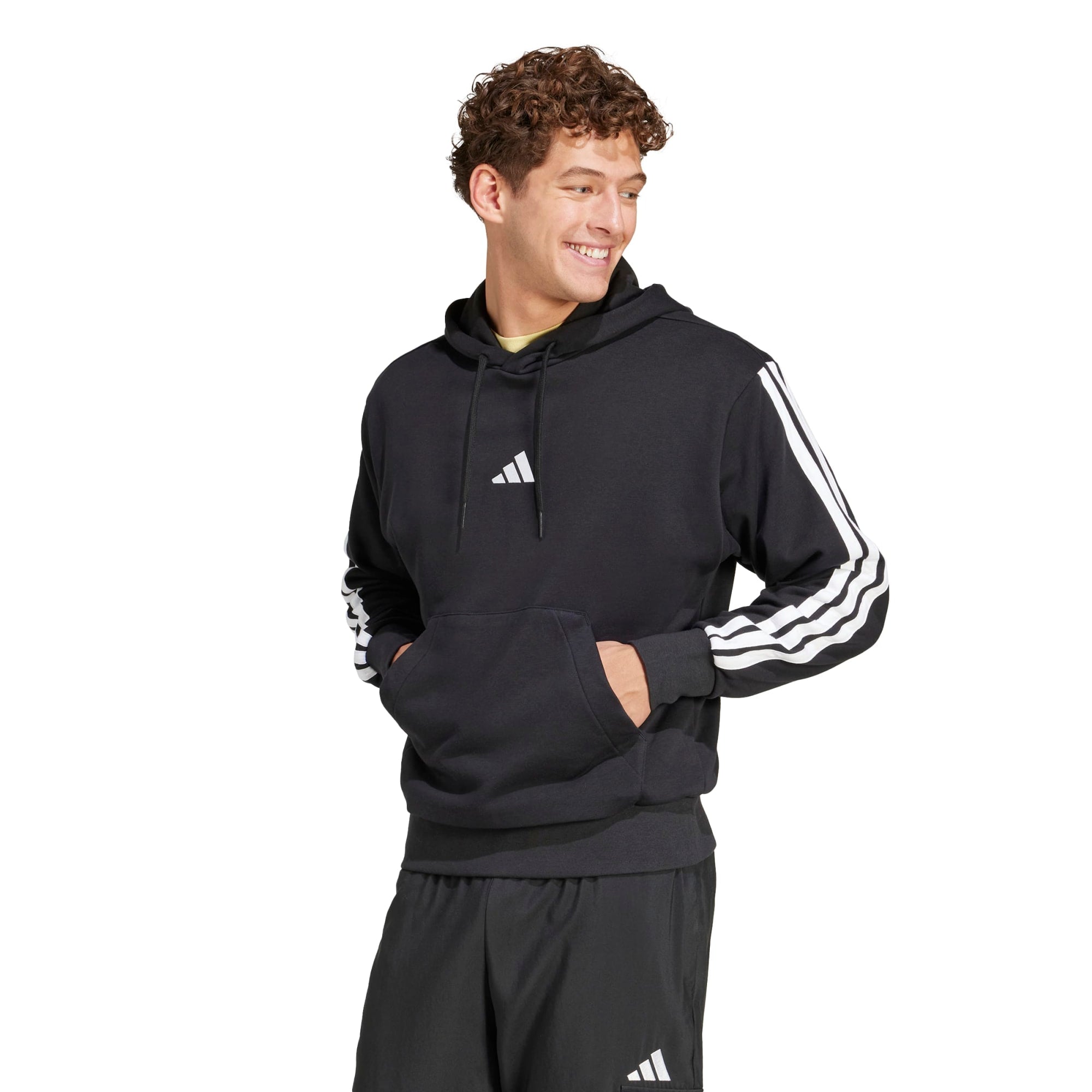 Felpa con cappuccio Essentials 3-Stripes French Terry - Nero / Bianco