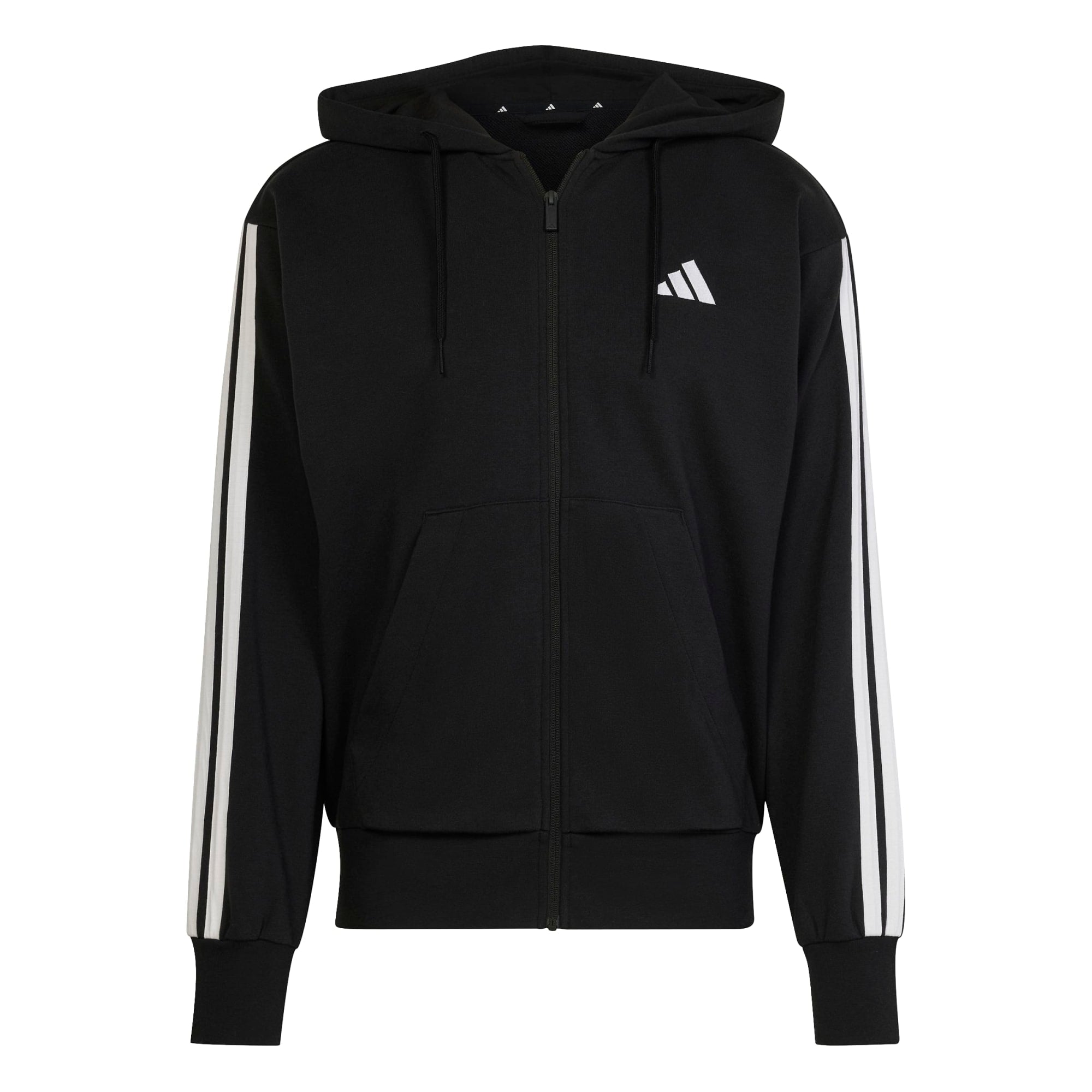 Felpa con cappuccio Essentials 3-Stripes French Terry Full-Zip - Nero / Bianco