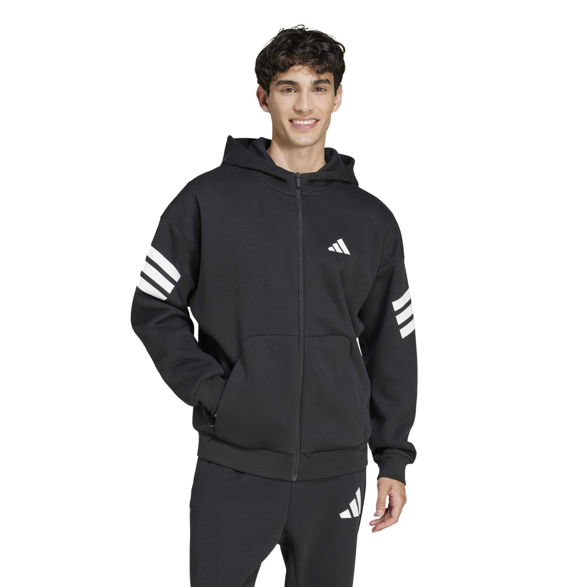 Felpa con cappuccio Future Icons 3-Stripes Full-Zip - Nero
