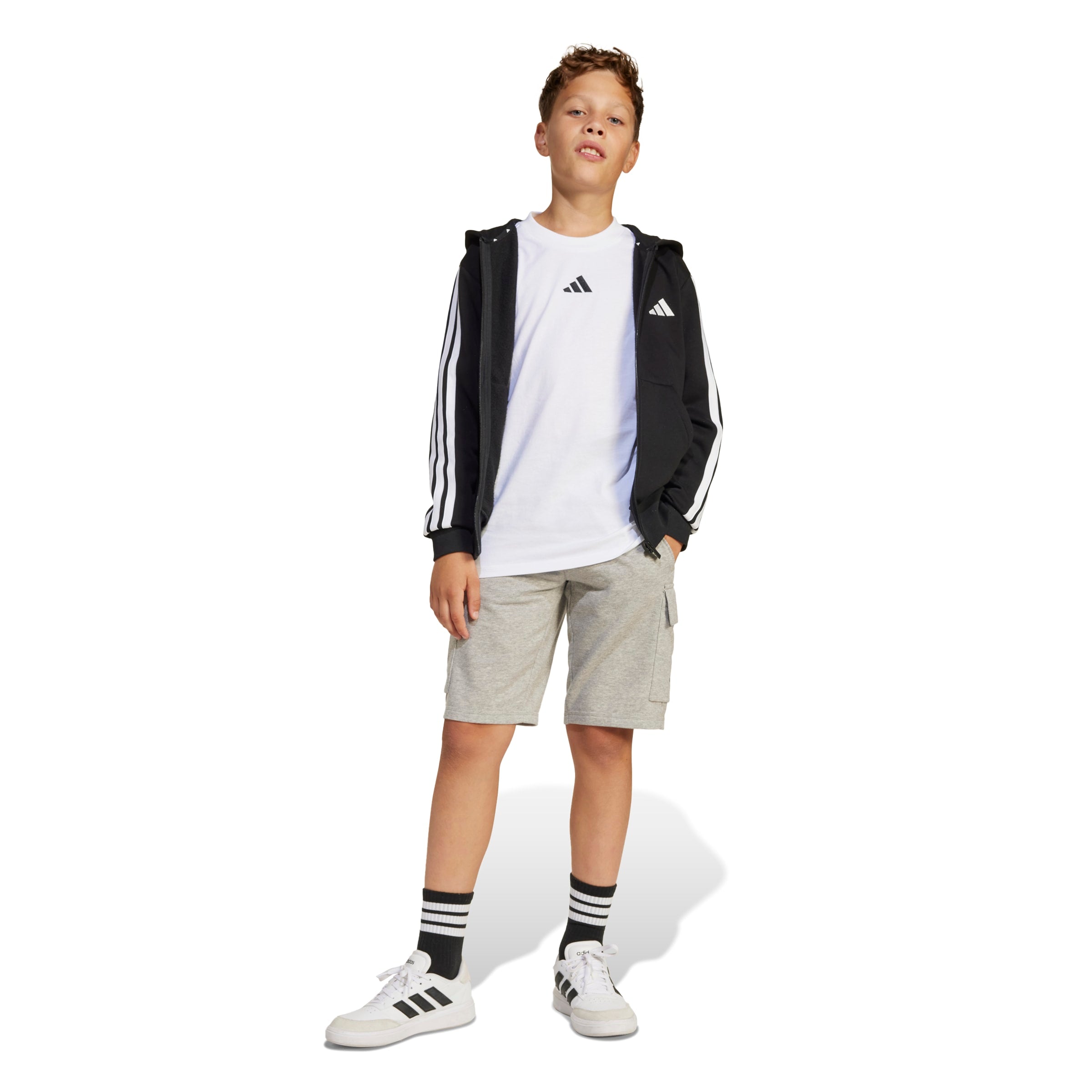 Adidas Felpa con Cappuccio e Zip Essentials Nero