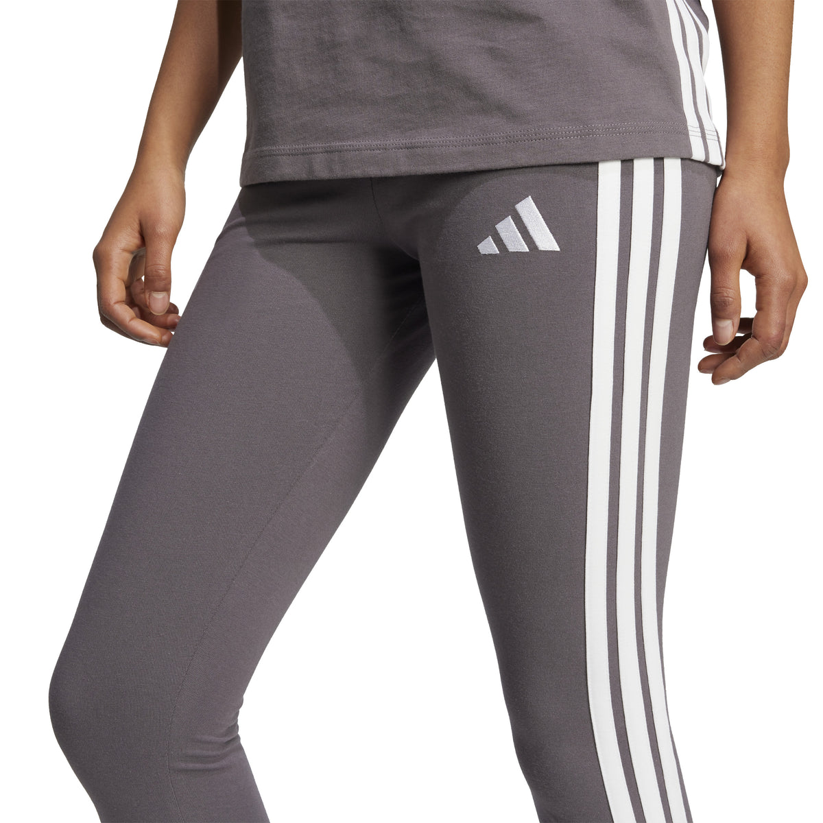 Adidas Leggings Essentials 3-Stripes Cotton Grigio