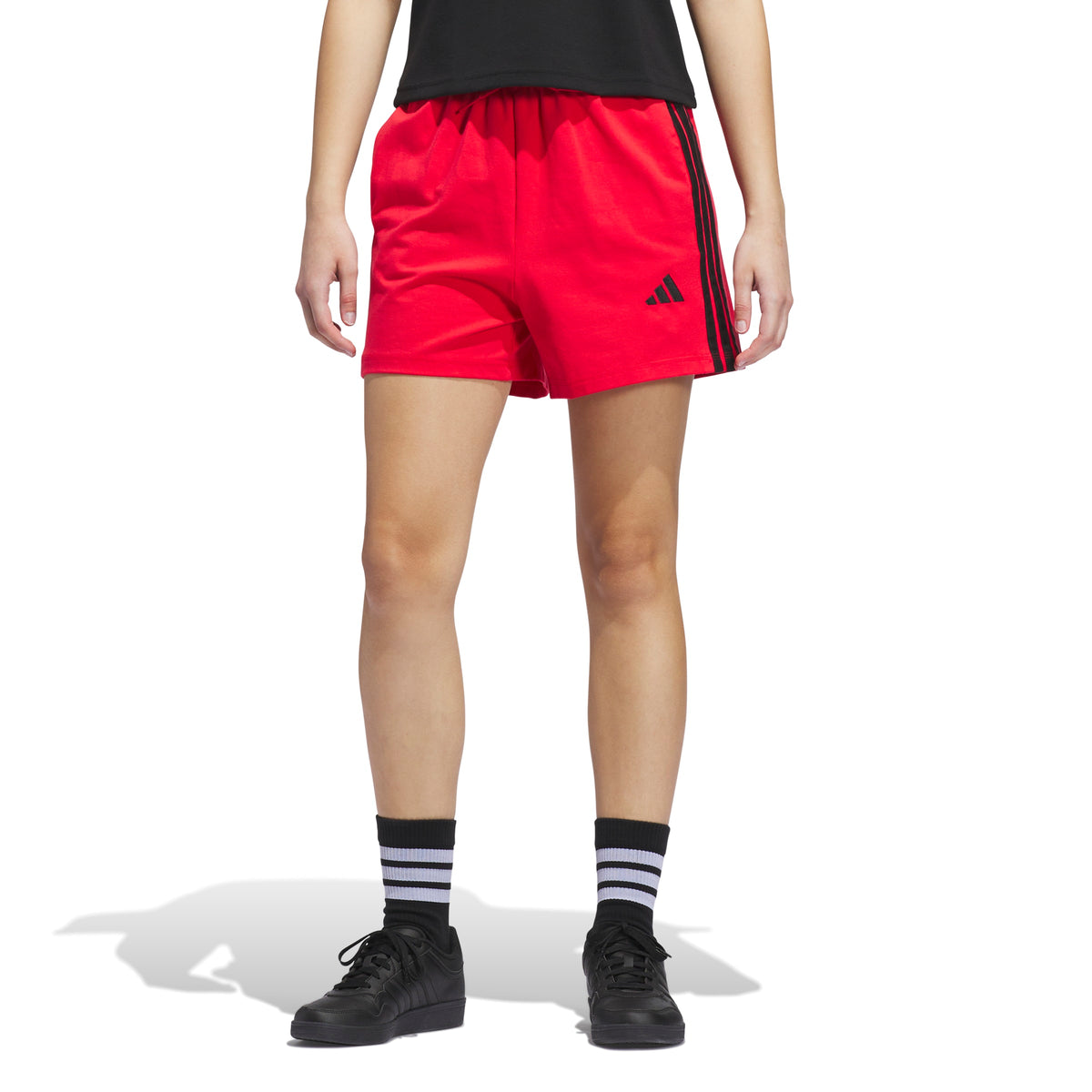 Adidas Short Essentials 3-Stripes Cotton Rosso