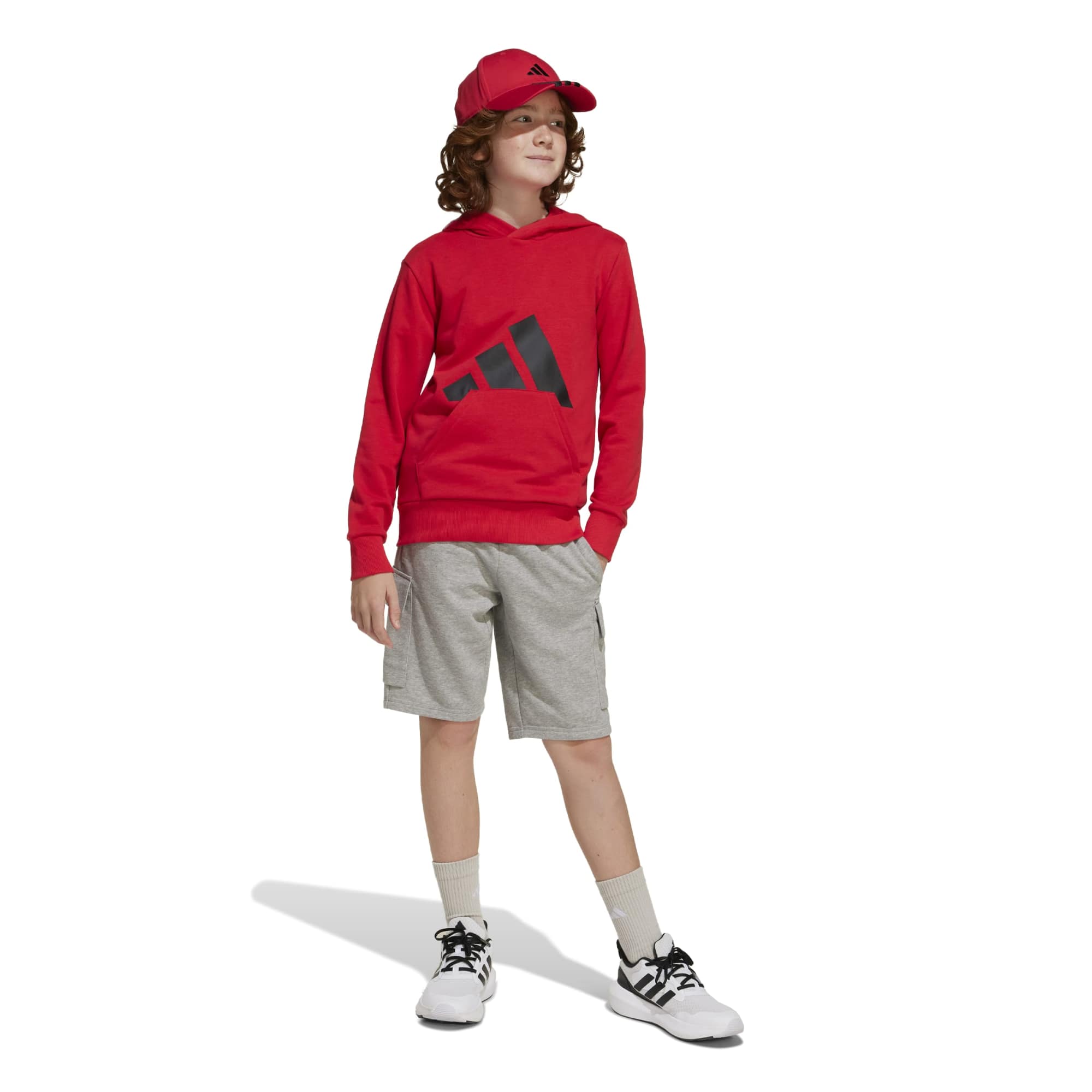 Felpa con cappuccio Essentials Junior - Rosso / Nero