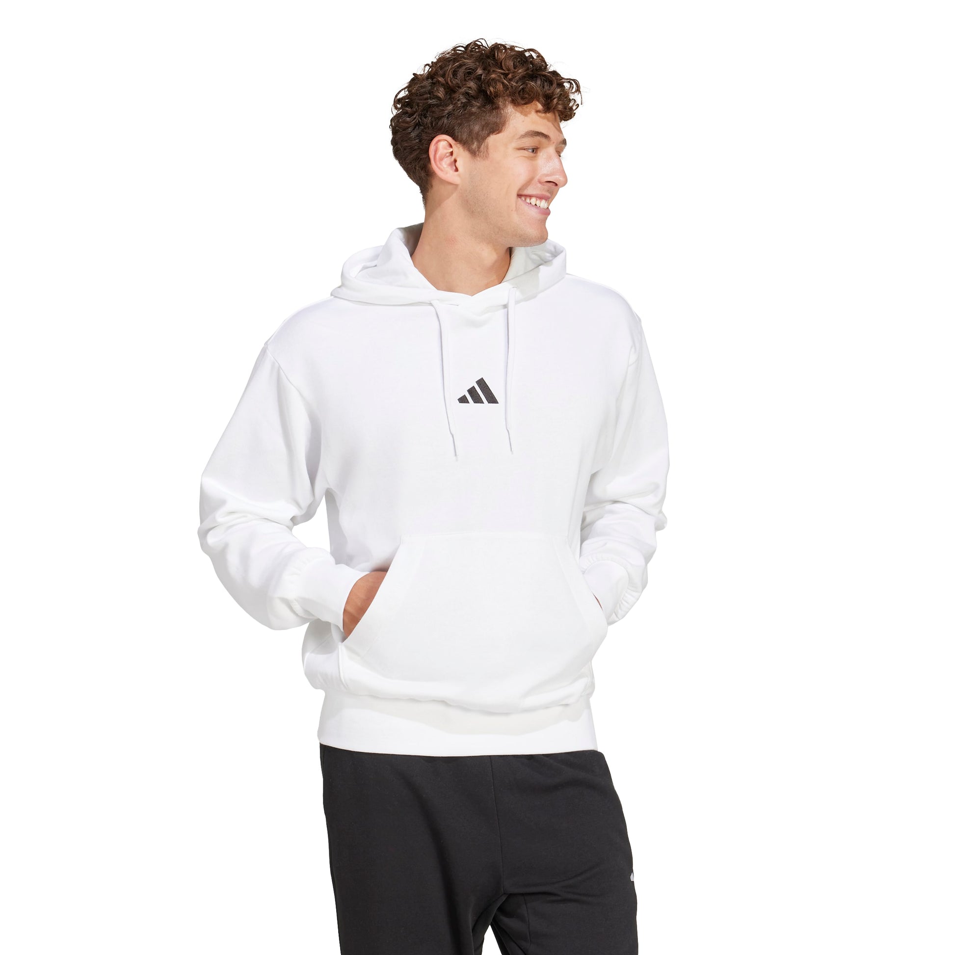 Adidas Felpa con Cappuccio Essentials Feelcozy Fleece Bianco