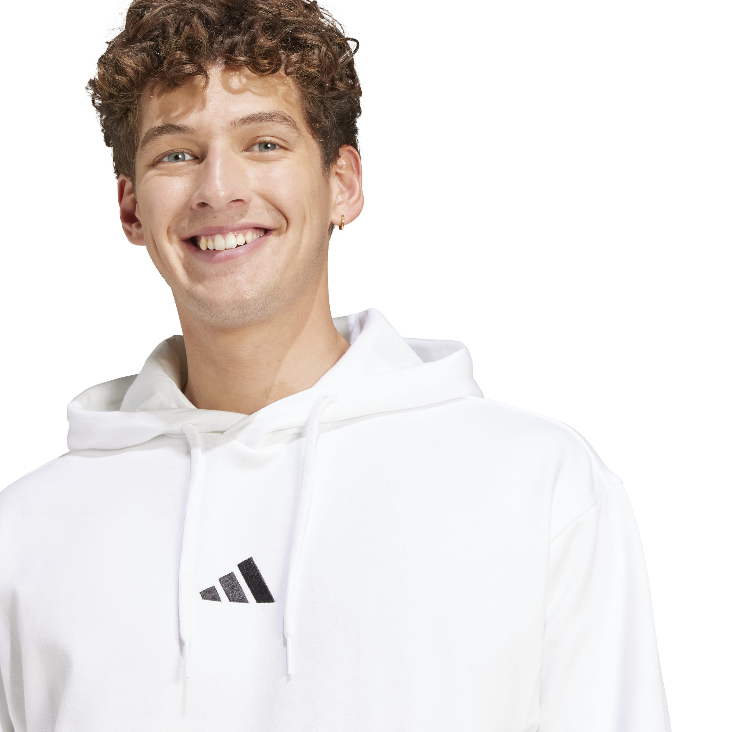 Adidas Felpa con Cappuccio Essentials Feelcozy Fleece Bianco