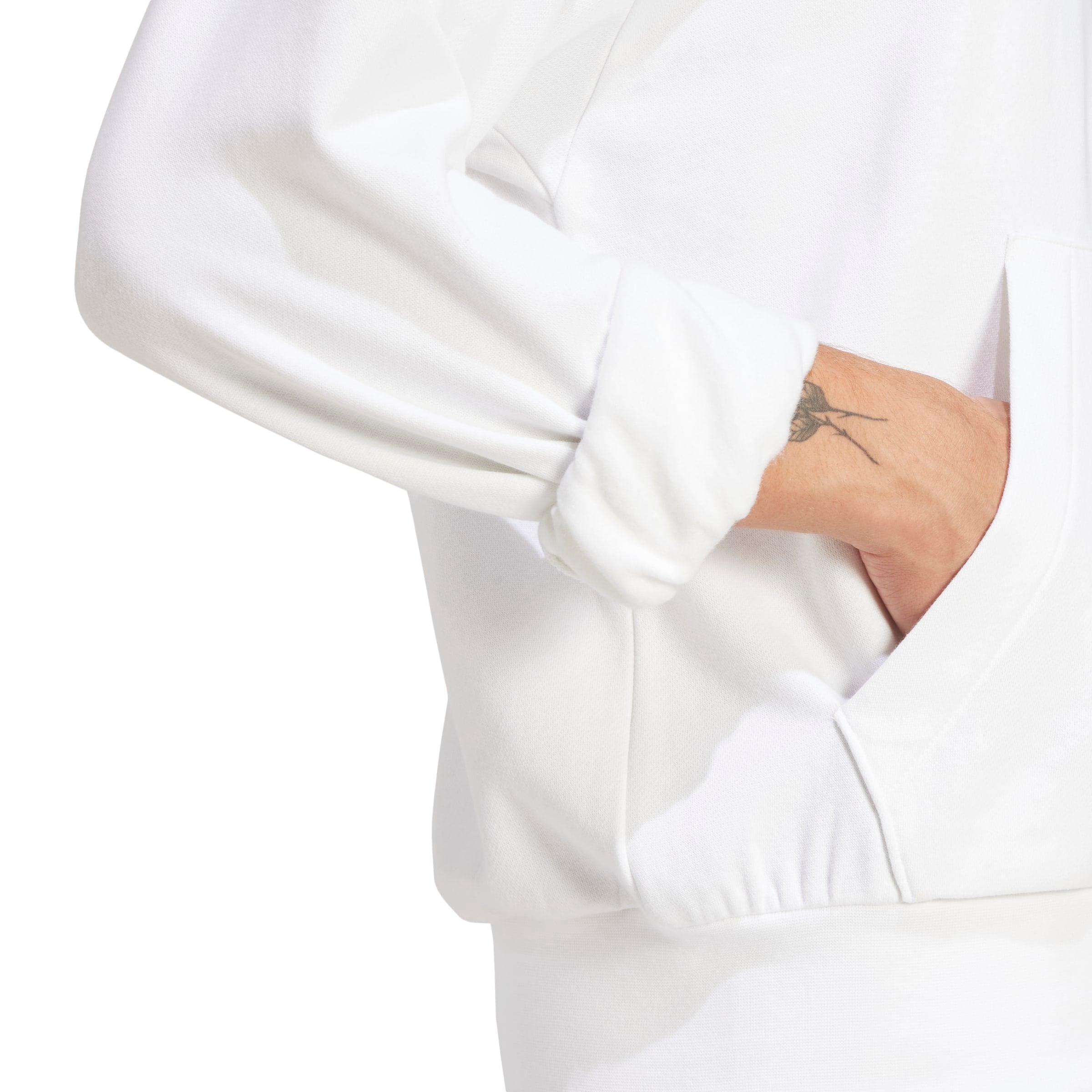 Adidas Felpa con Cappuccio Essentials Feelcozy Fleece Bianco