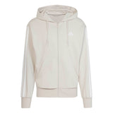 Felpa con cappuccio Essentials 3-Stripes French Terry Full-Zip - Beige / Bianco