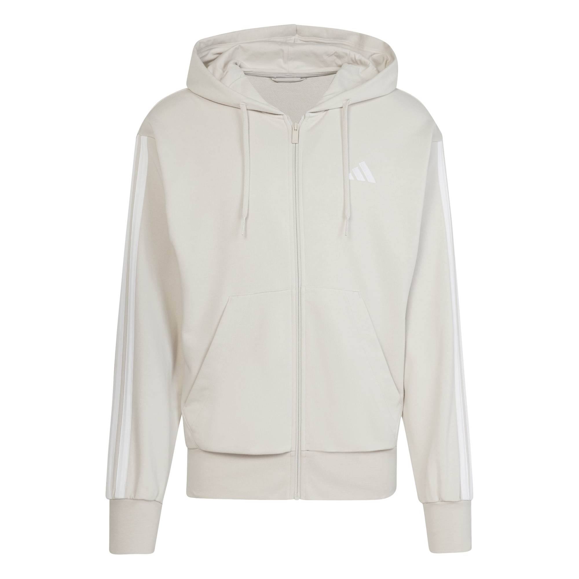 Felpa con cappuccio Essentials 3-Stripes French Terry Full-Zip - Beige / Bianco