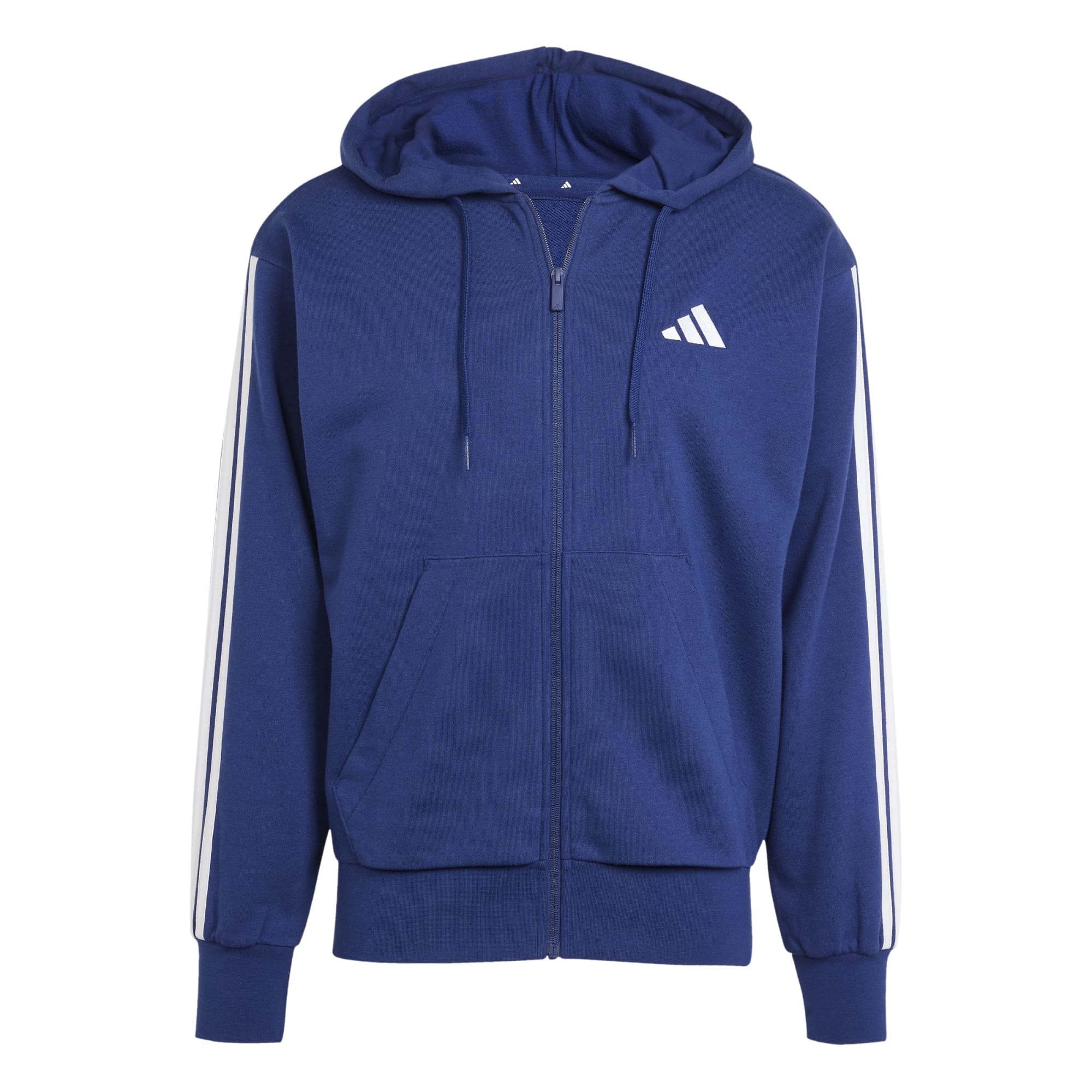 Felpa con cappuccio Essentials 3-Stripes French Terry Full-Zip - Blu / Bianco
