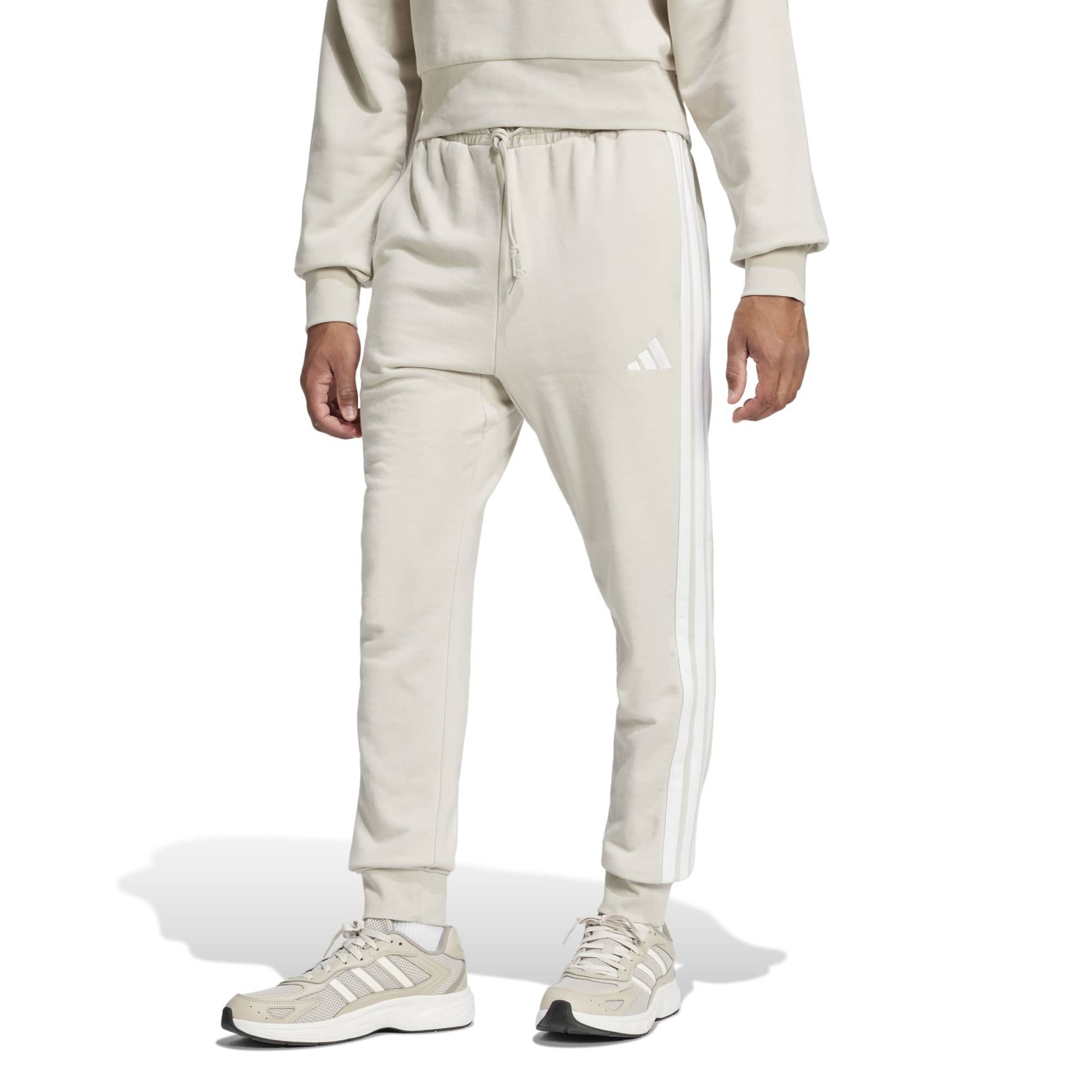 Pantaloni Essential 3-Stripes French Terry - Beige / Bianco