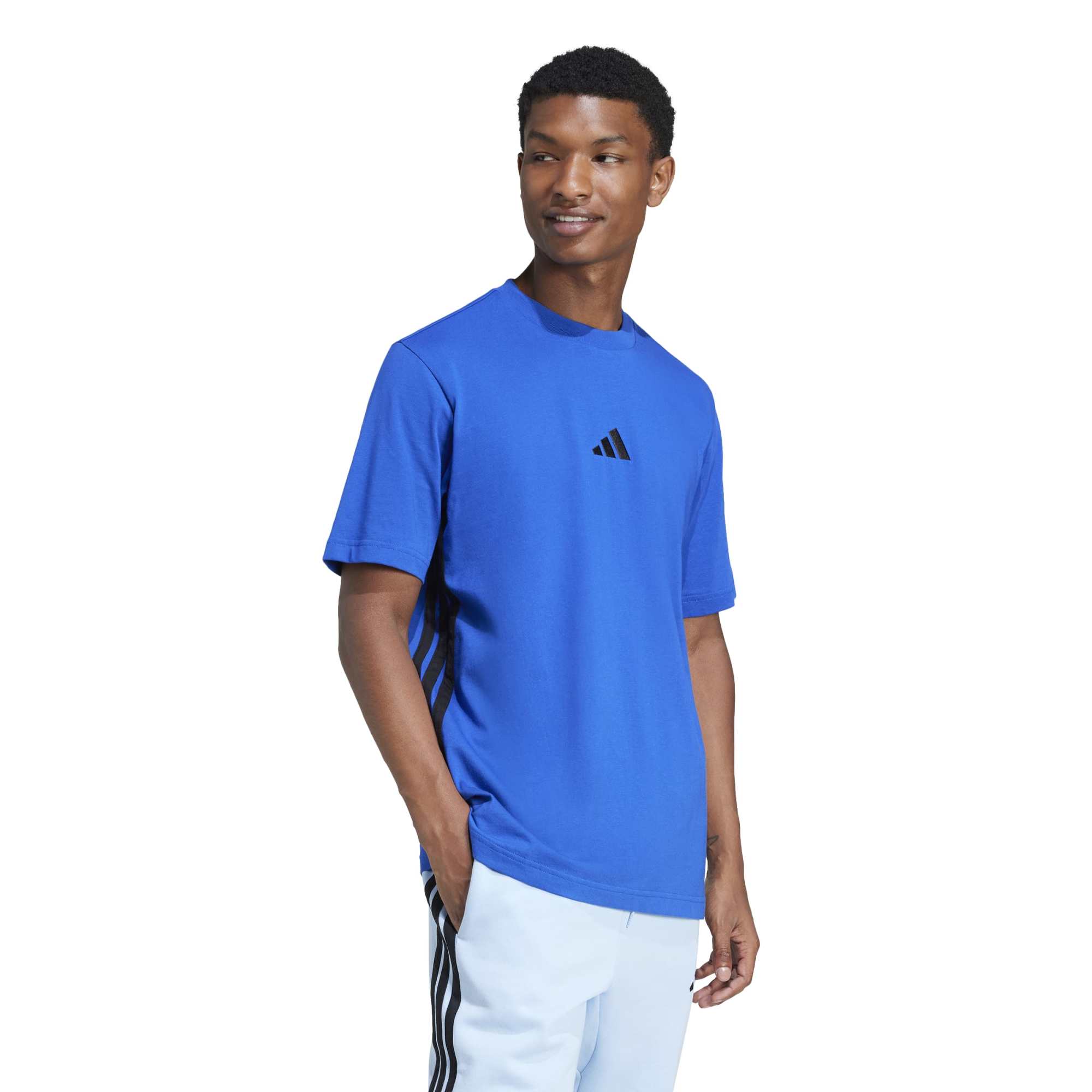T-shirt Essentials 3-Stripes Single Jersey - Blu / Nero