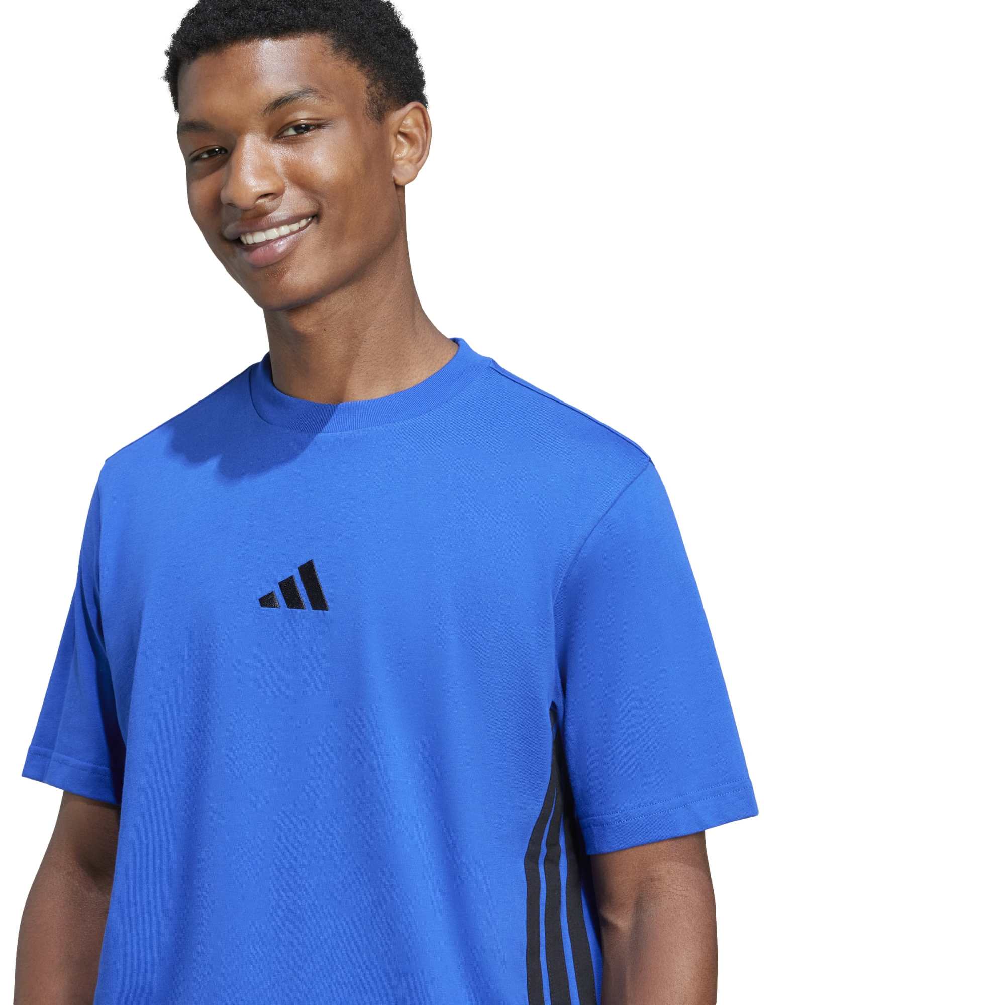T-shirt Essentials 3-Stripes Single Jersey - Blu / Nero
