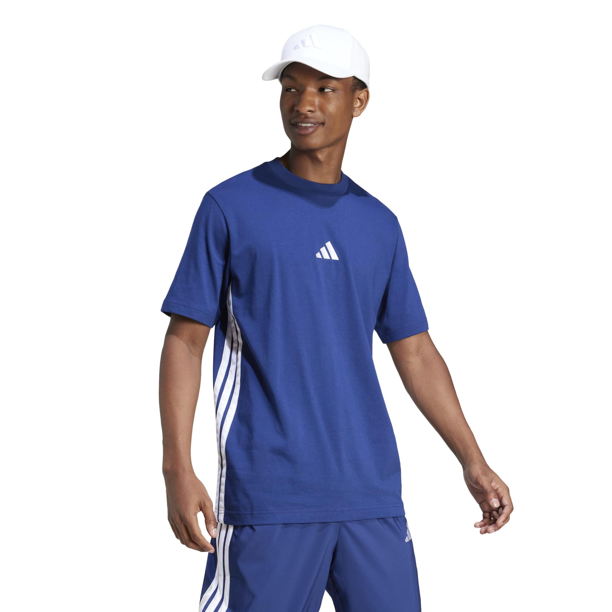 T-shirt Essentials 3-Stripes Single Jersey - Blu / Bianco