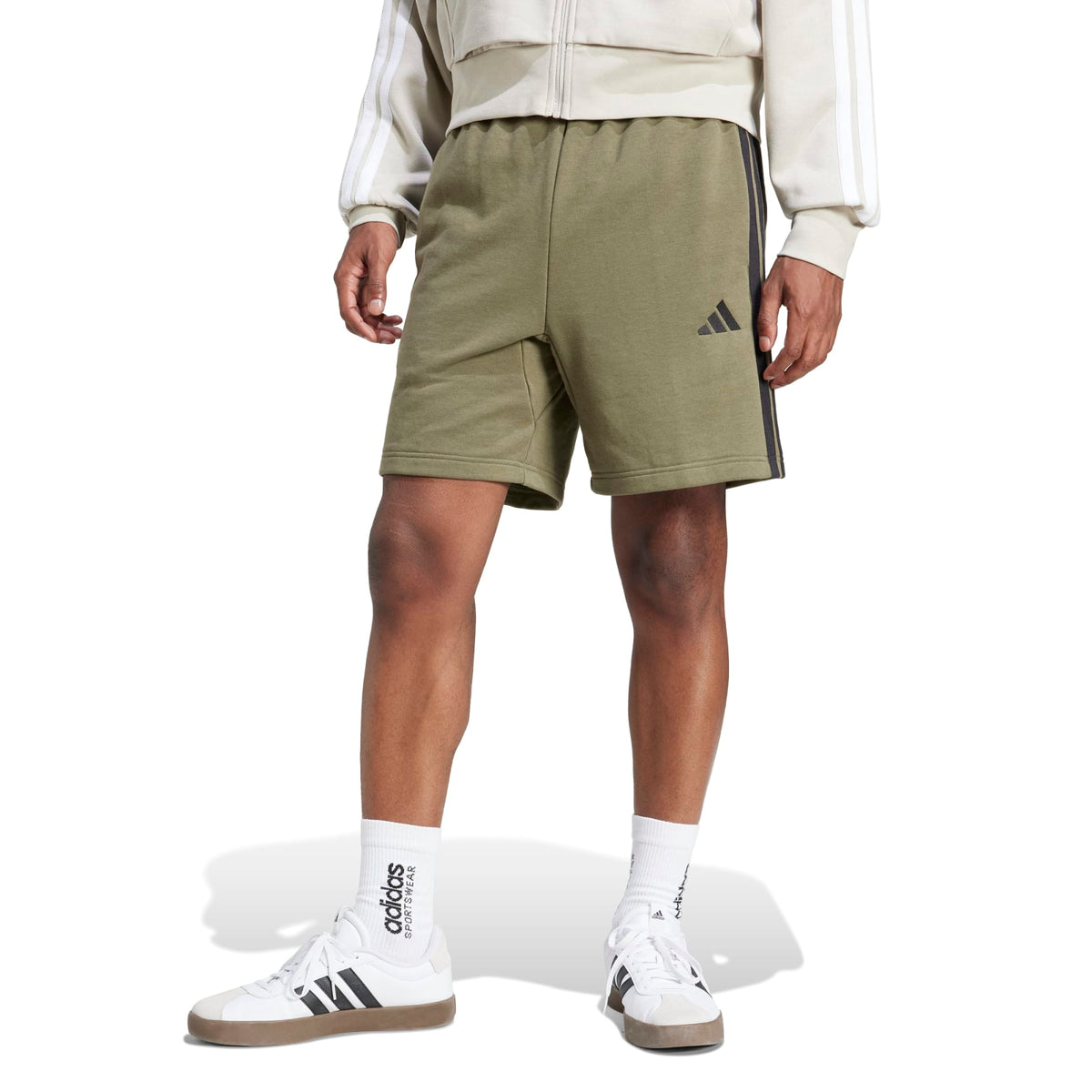 Short Essential 3-Stripes French Terry - Verde / Nero
