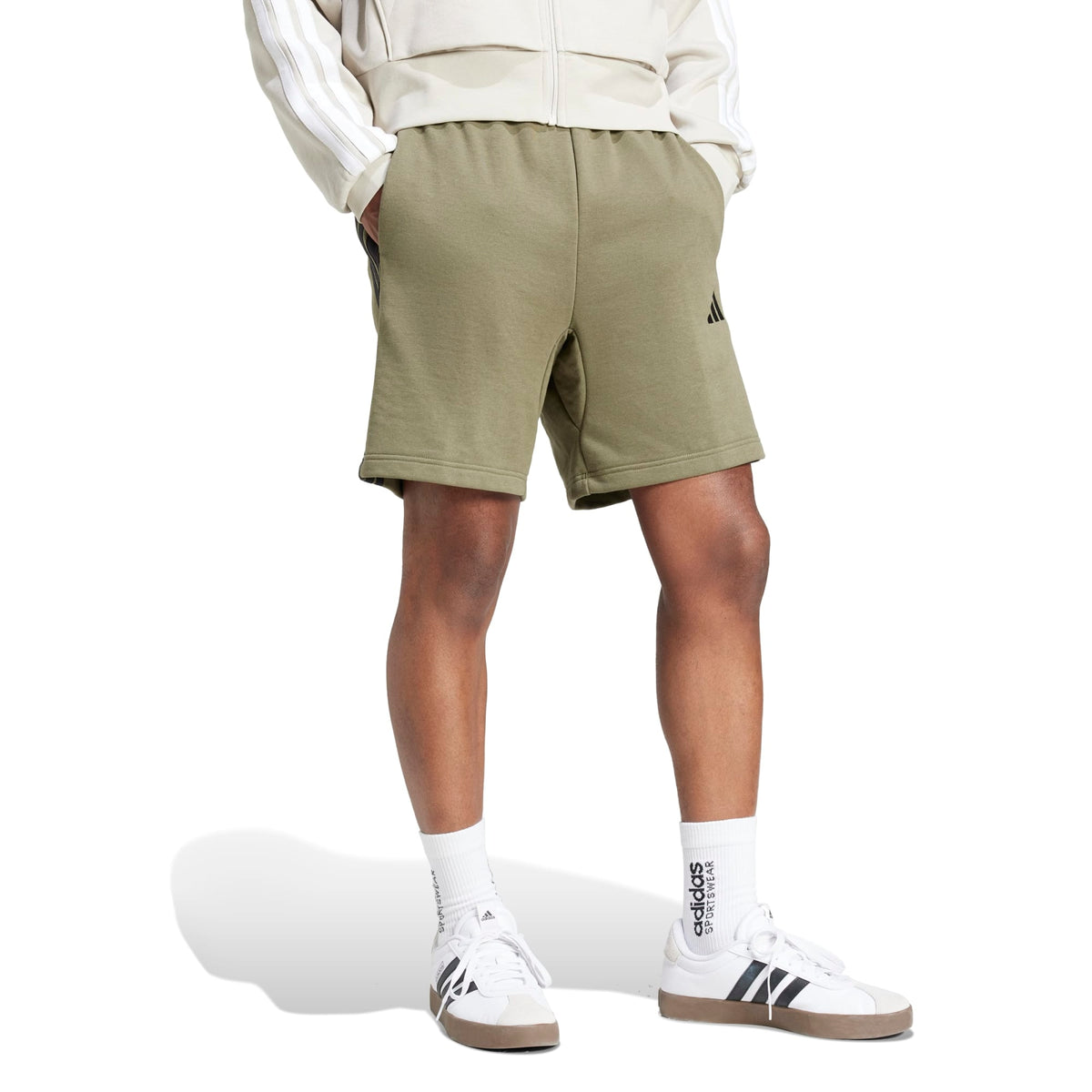Short Essential 3-Stripes French Terry - Verde / Nero