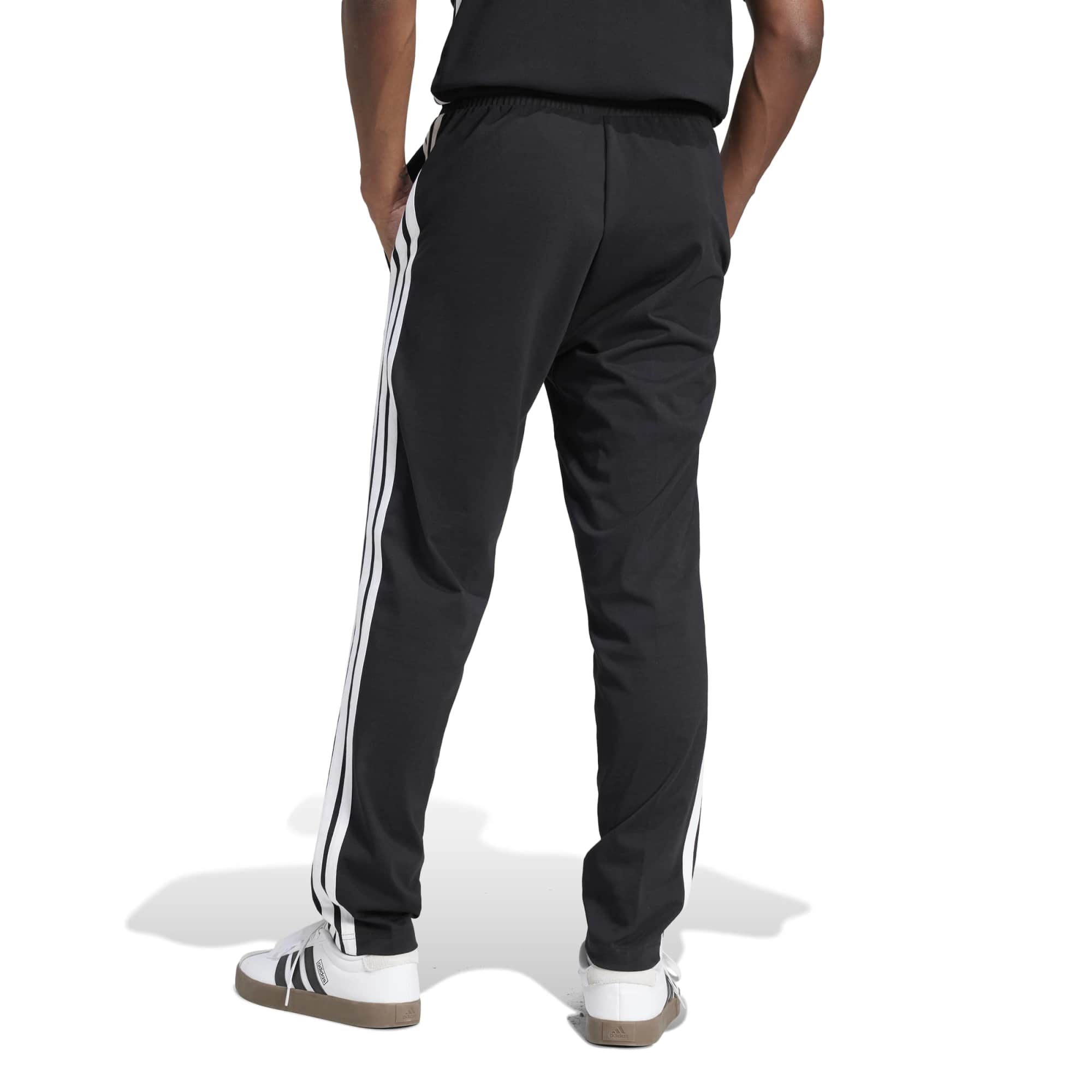 Pantaloni Essentials 3-Stripes Single Jersey - Nero / Bianco