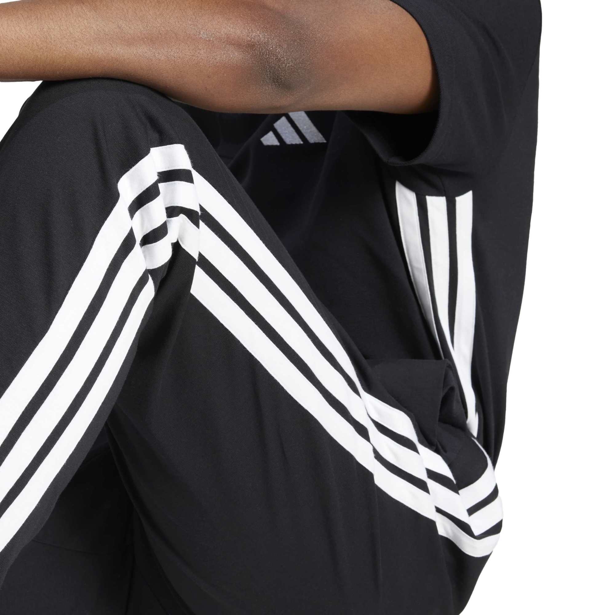 Pantaloni Essentials 3-Stripes Single Jersey - Nero / Bianco