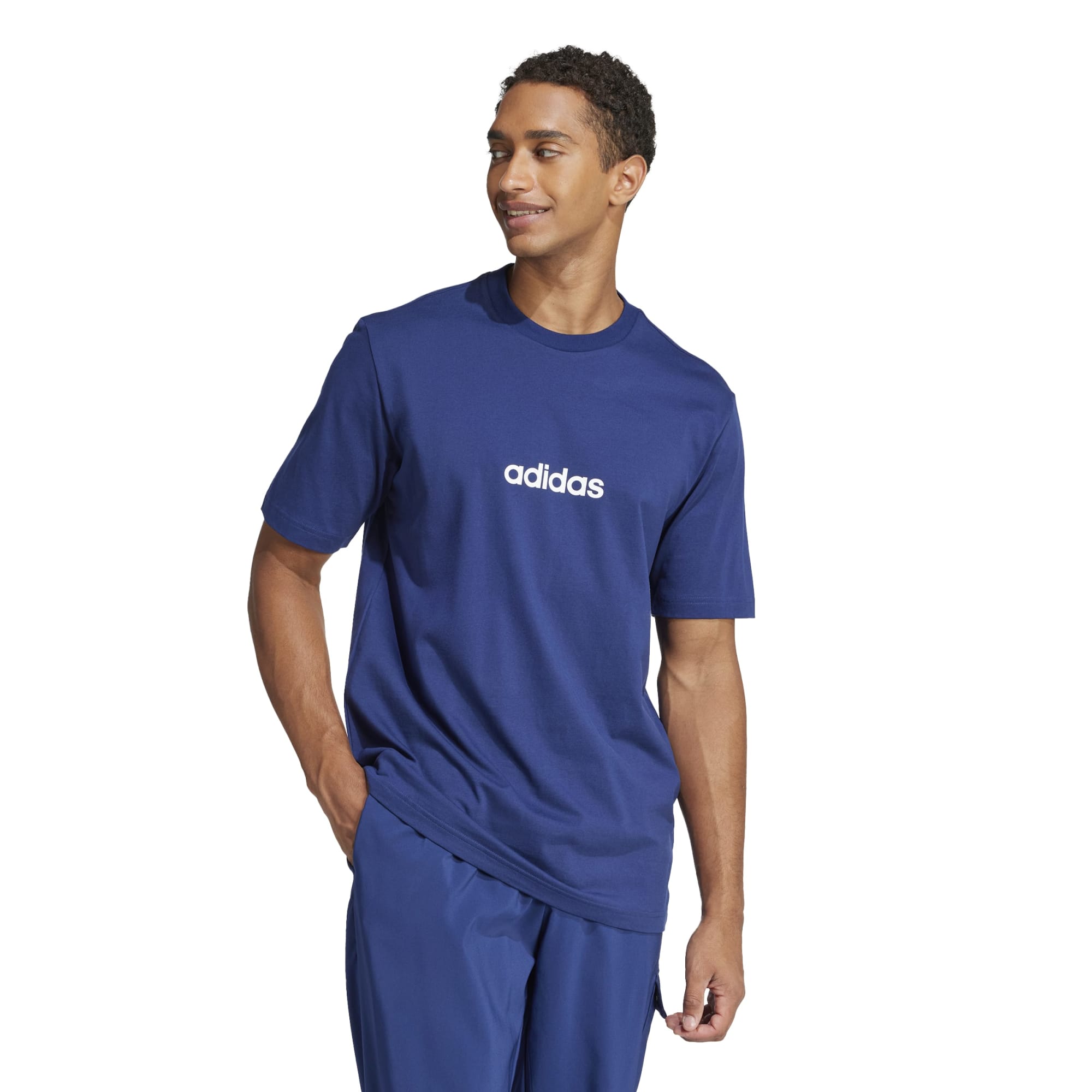 T-shirt Essentials Linear Single Jersey - Blu / Bianco (Dark Blue)